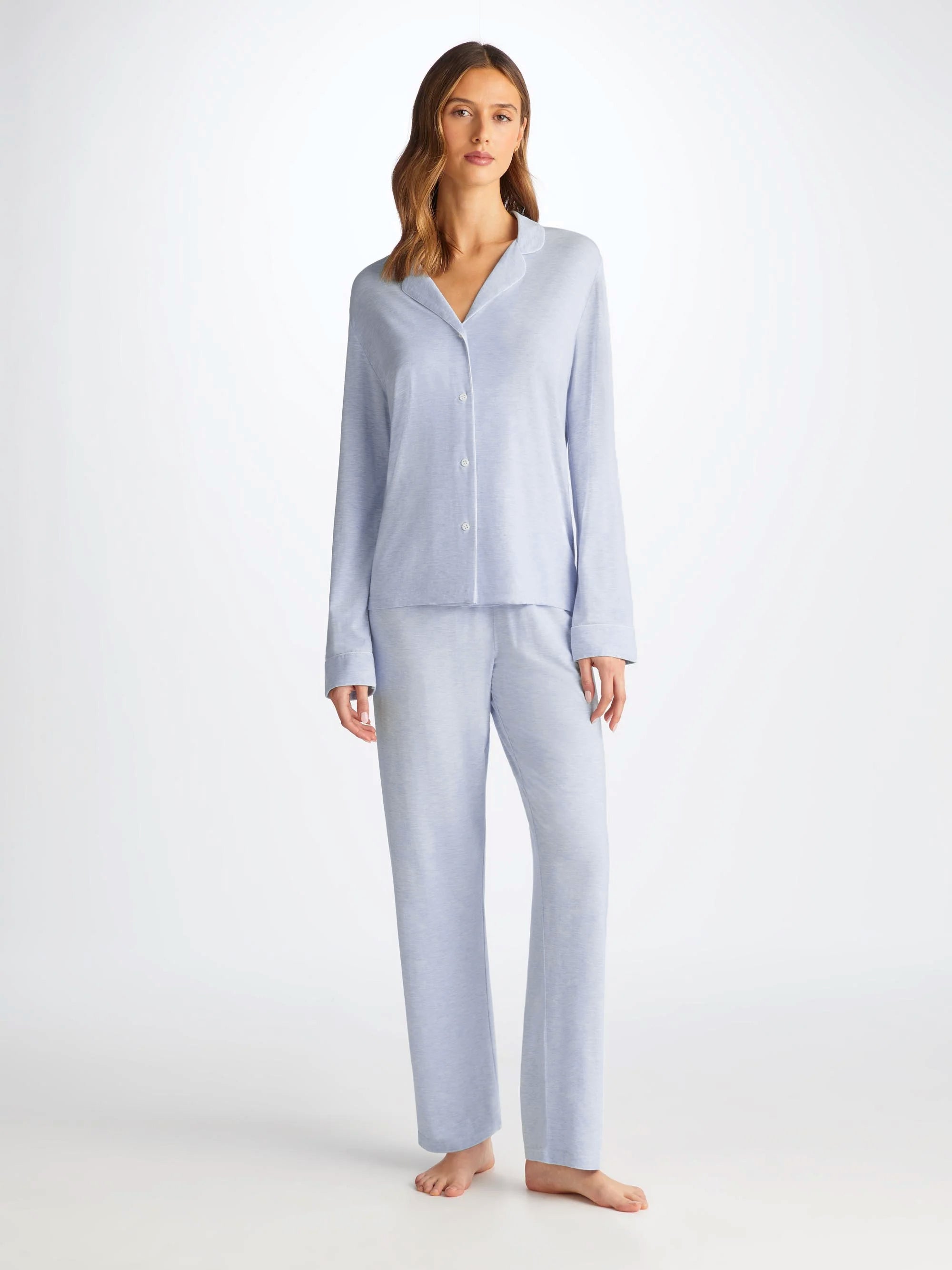 Women's Pyjamas Ethan Micro Modal Stretch Light Blue Marl