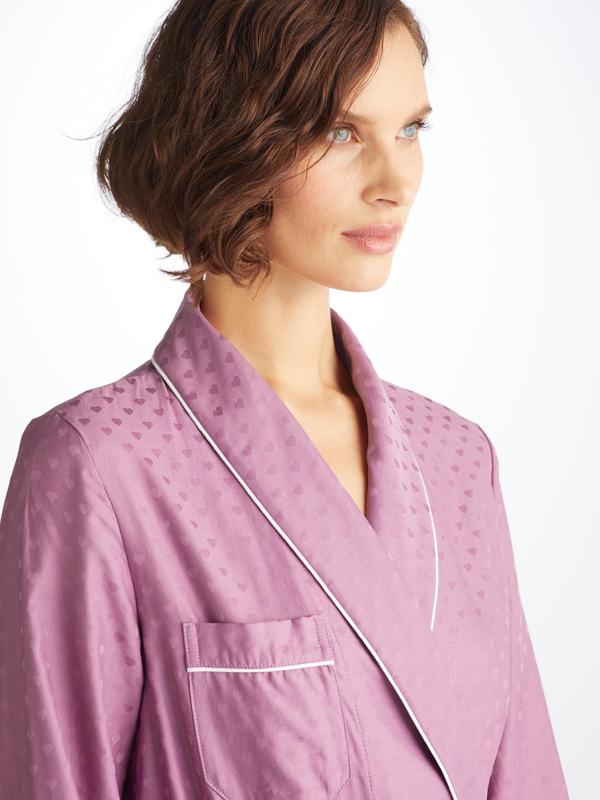 Women's Long Dressing Gown Kate 10 Cotton Jacquard Purple
