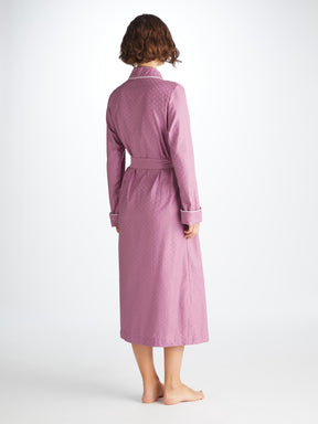Women's Long Dressing Gown Kate 10 Cotton Jacquard Purple