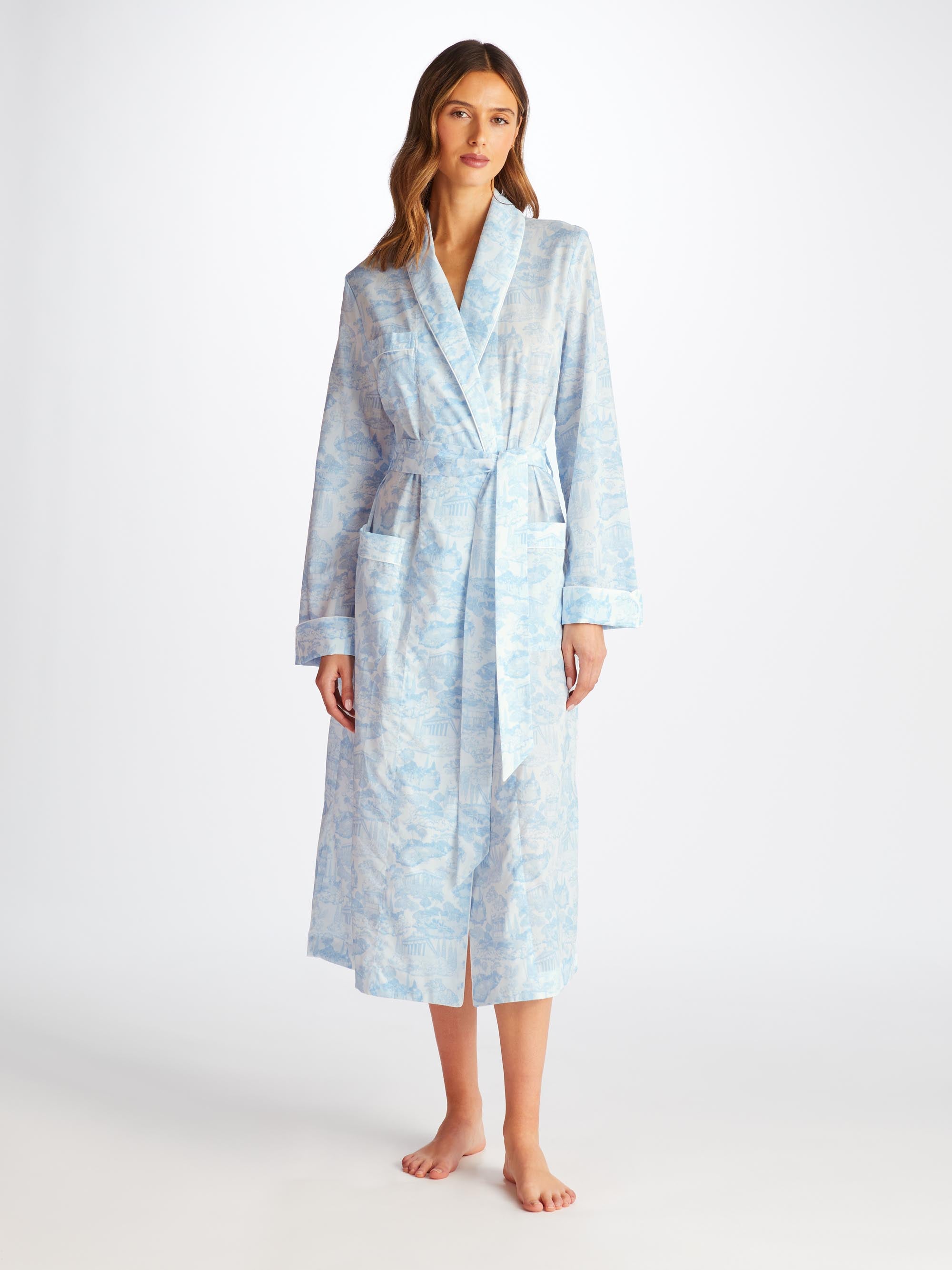 Women's Long Dressing Gown Ledbury 77 Cotton Batiste White