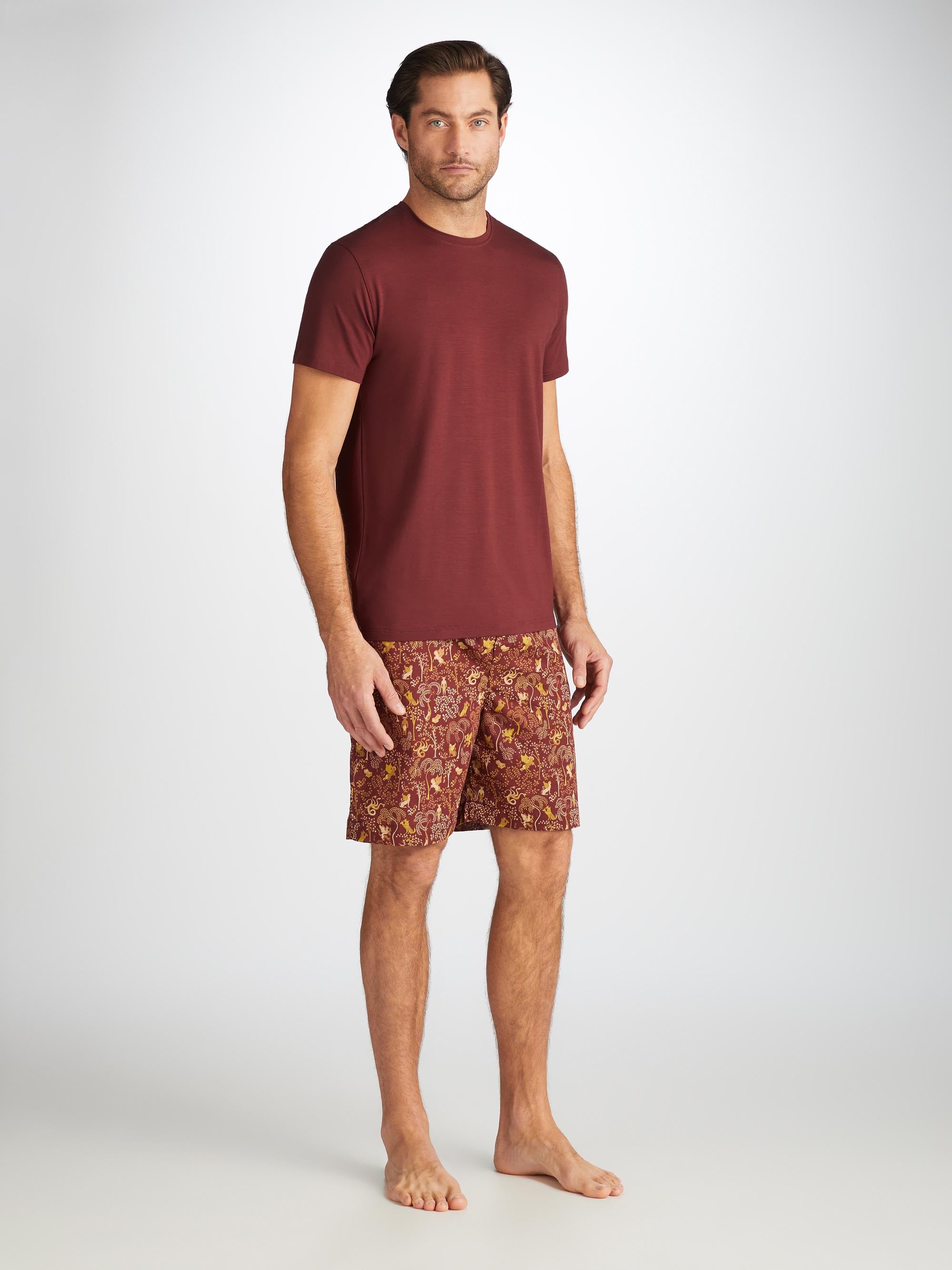 Men's T-Shirt Basel Micro Modal Stretch Burgundy