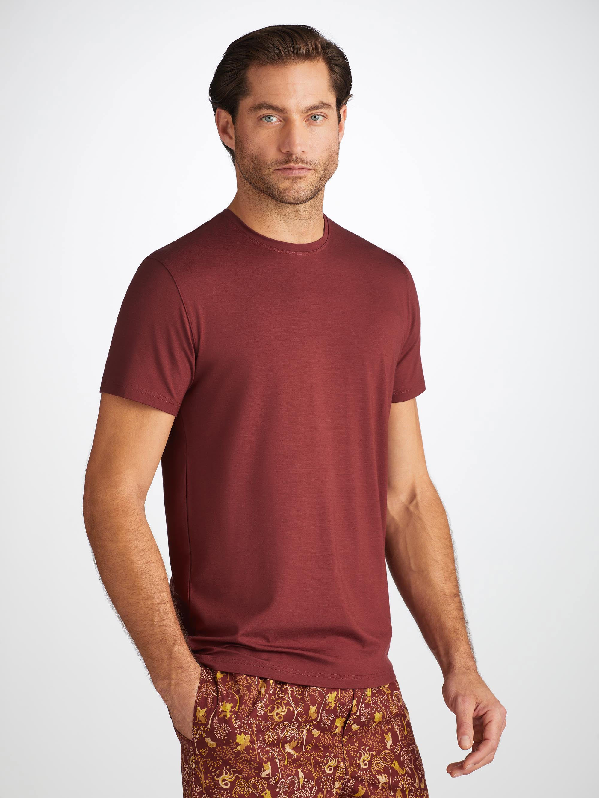 Men's T-Shirt Basel Micro Modal Stretch Burgundy