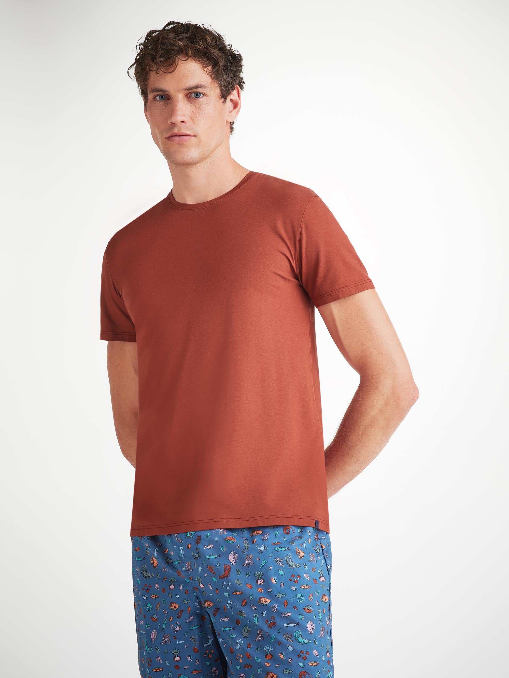 Men's T-Shirt Basel Micro Modal Stretch Rust Red