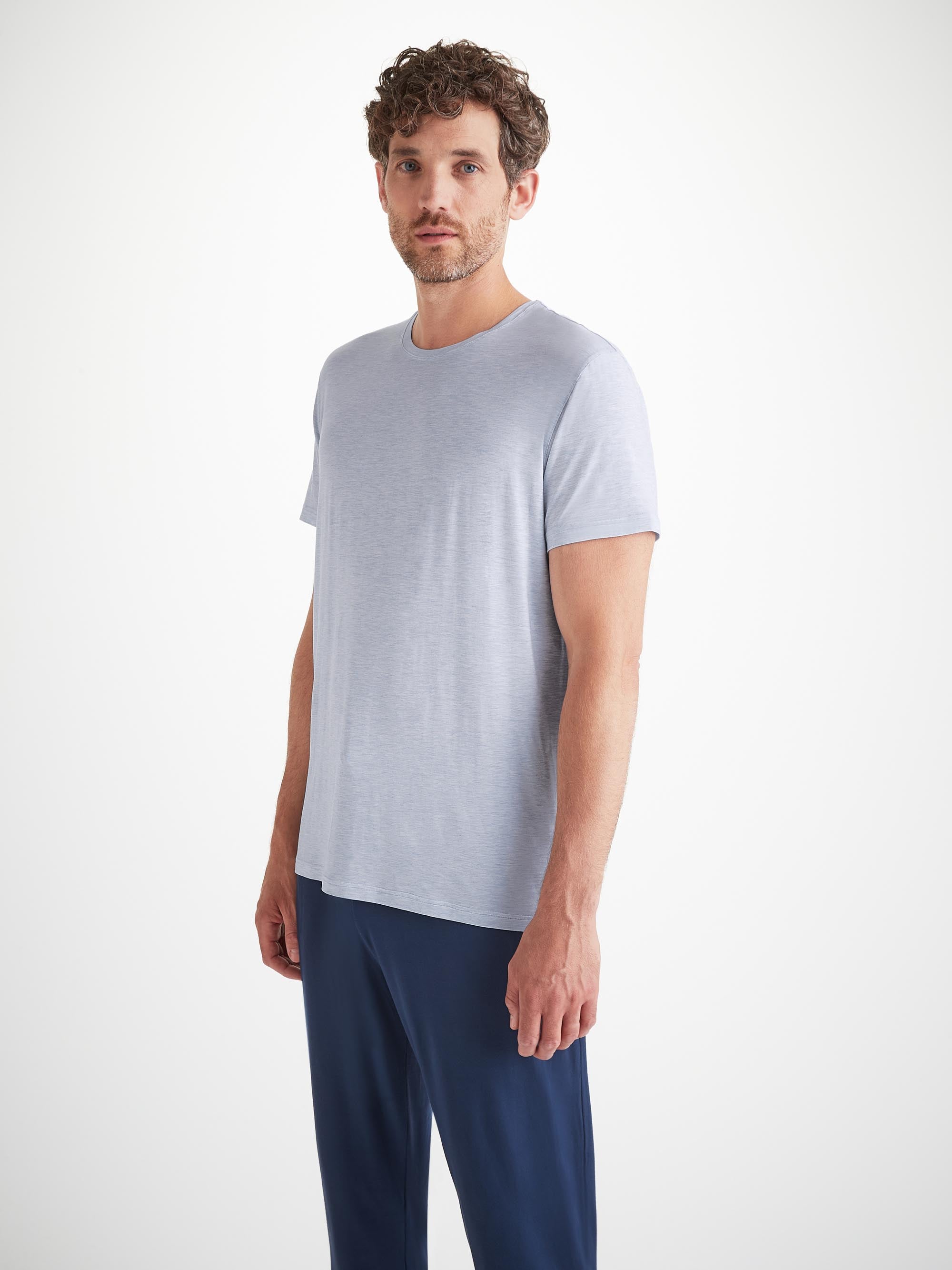 Men's T-Shirt Ethan Micro Modal Stretch Light Blue Marl