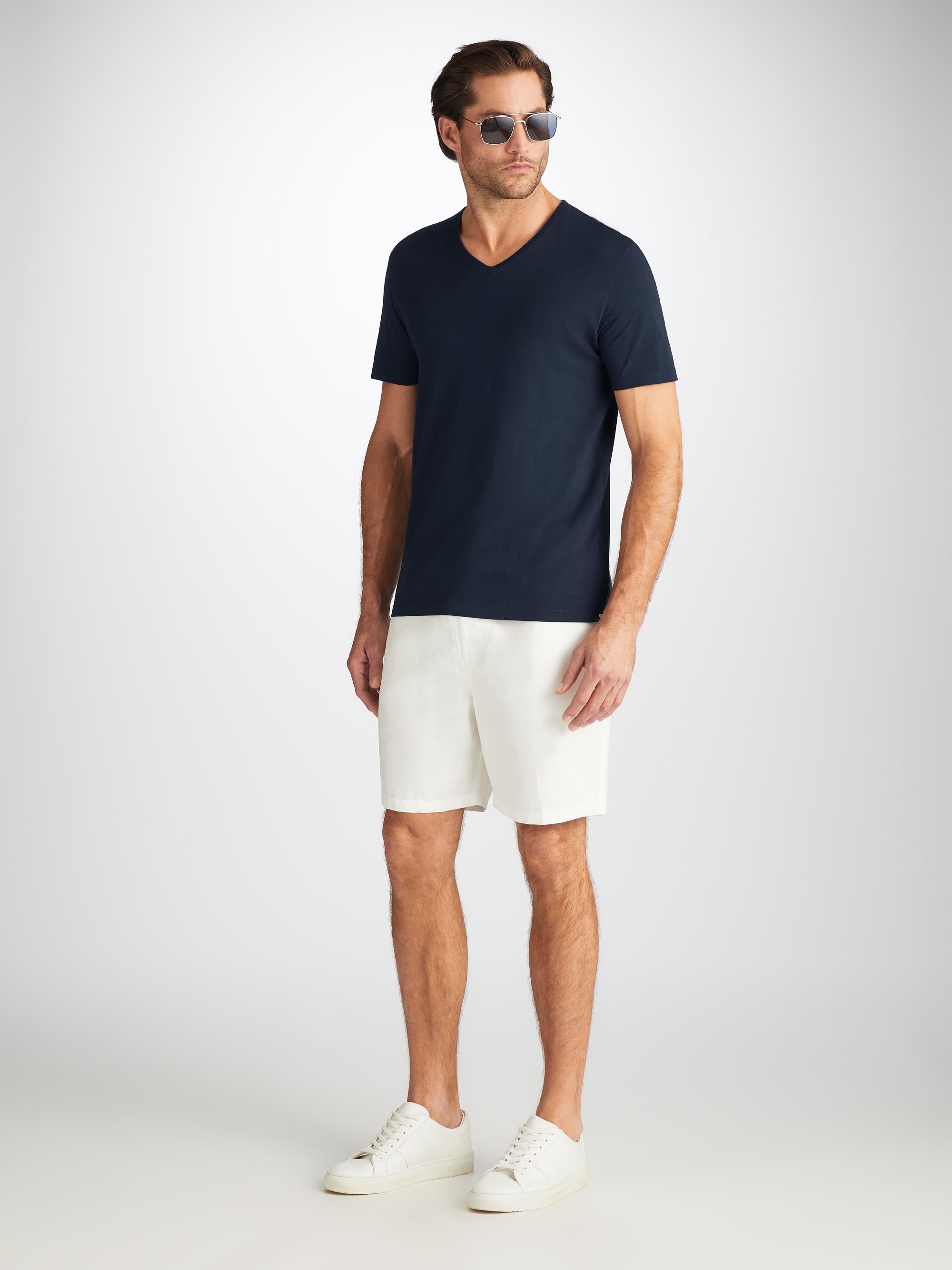 Men's V-Neck T-Shirt Riley Pima Cotton Navy