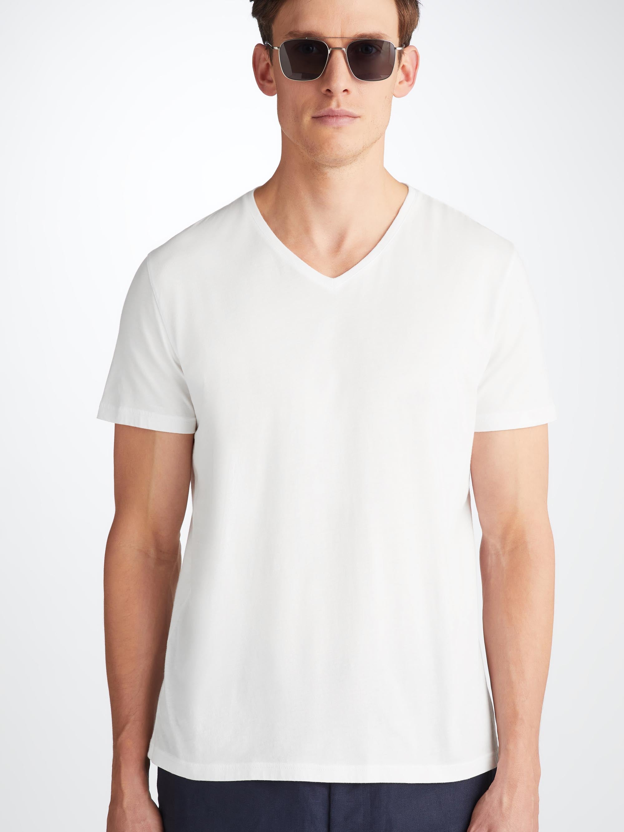 Men's V-Neck T-Shirt Riley Pima Cotton White