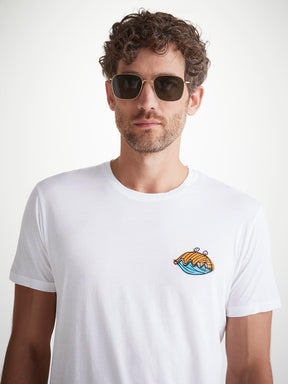 Men's T-Shirt Pima Cotton White Clam Motif