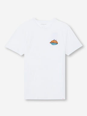 Men's T-Shirt Pima Cotton White Clam Motif