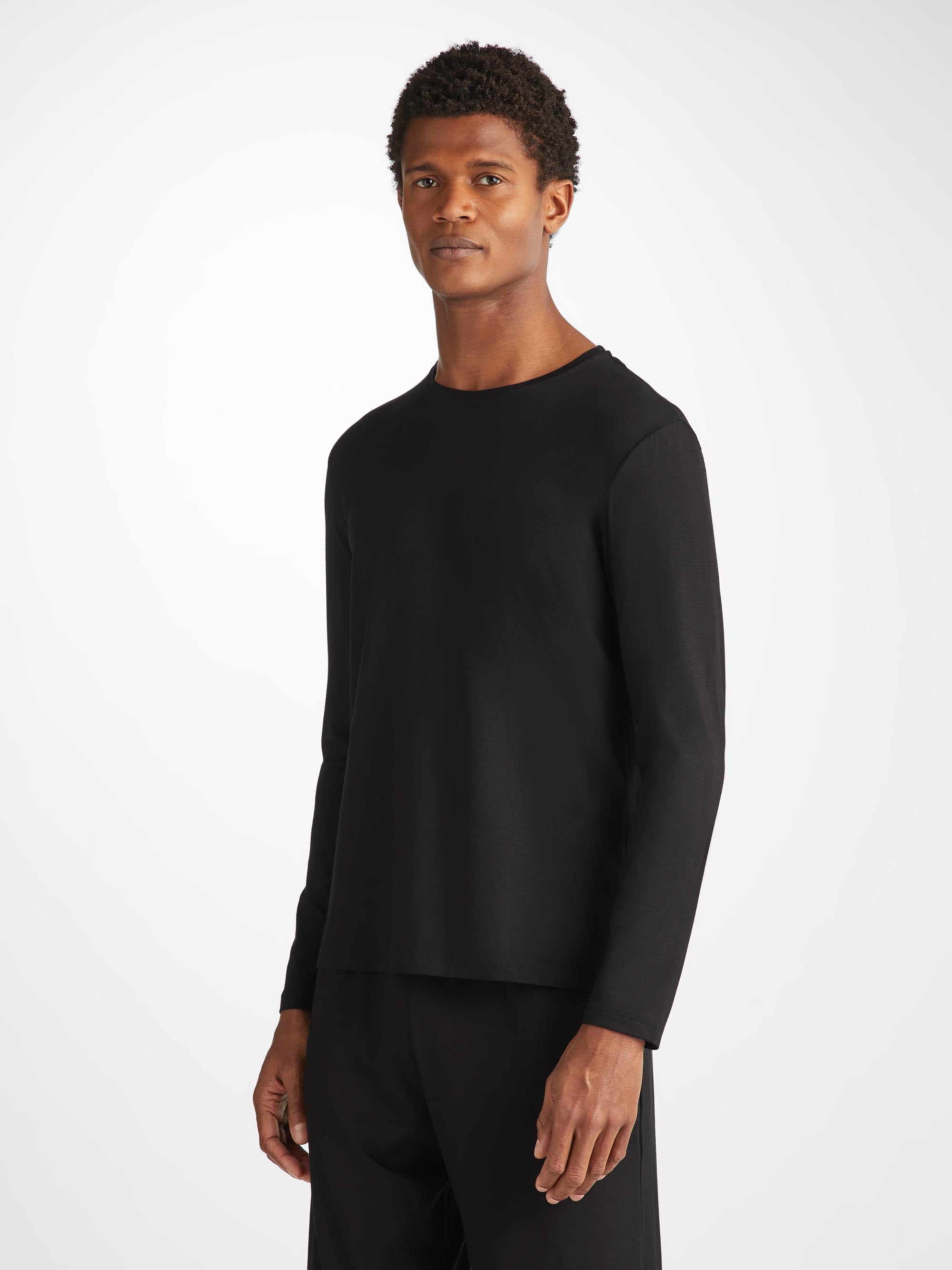 Men's Long Sleeve T-Shirt Basel Micro Modal Stretch Black