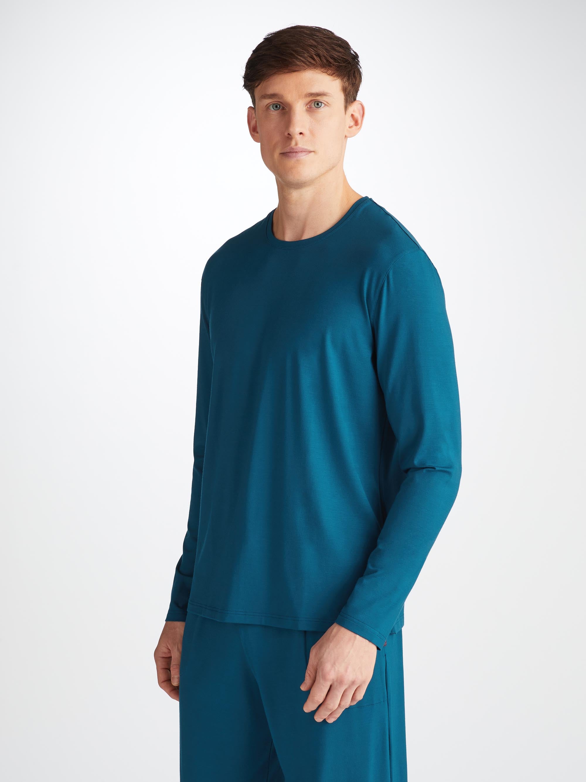 Men's Long Sleeve T-Shirt Basel Micro Modal Stretch Poseidon Blue