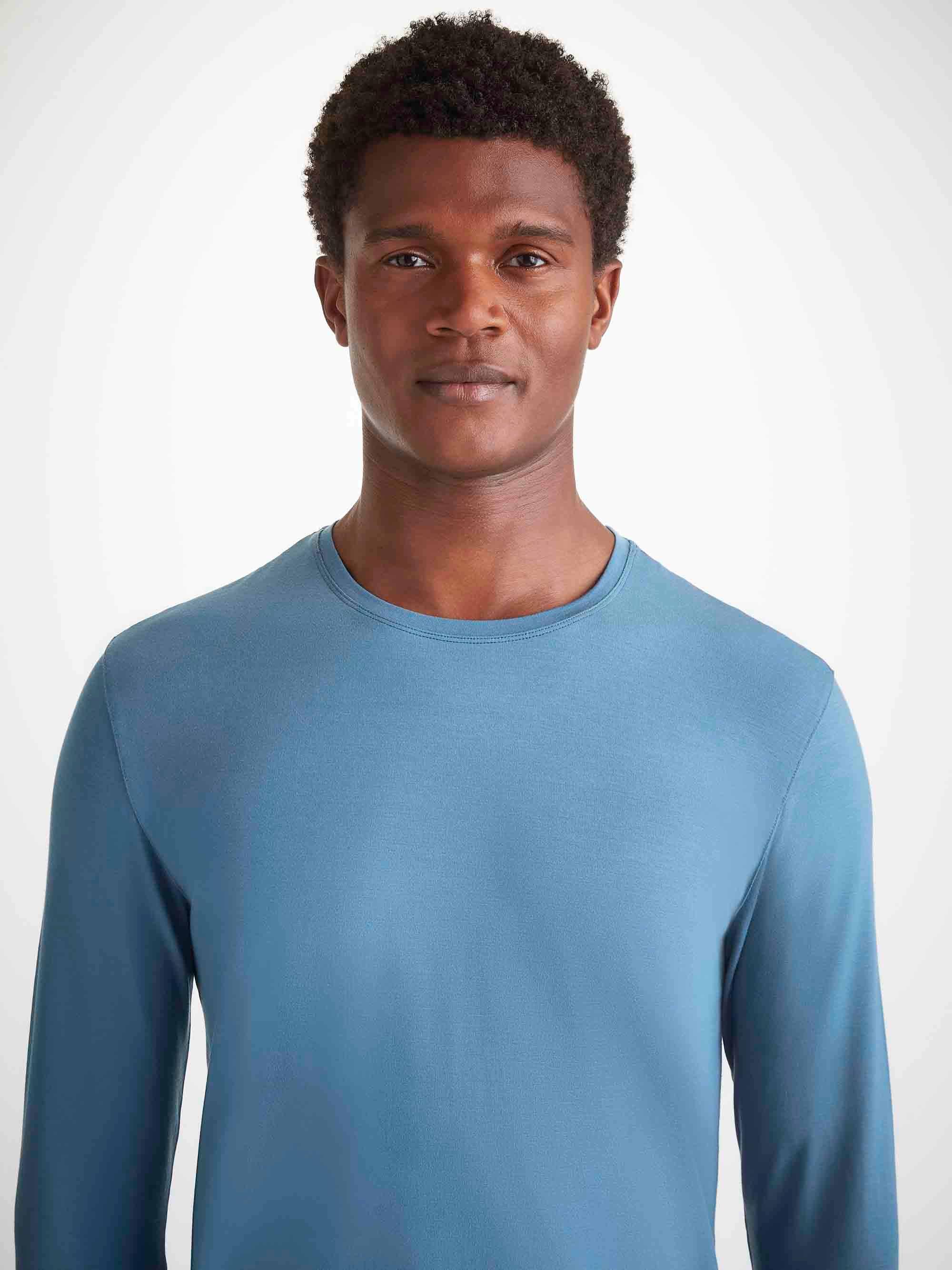 Men's Long Sleeve T-Shirt Basel Micro Modal Stretch Steel Blue