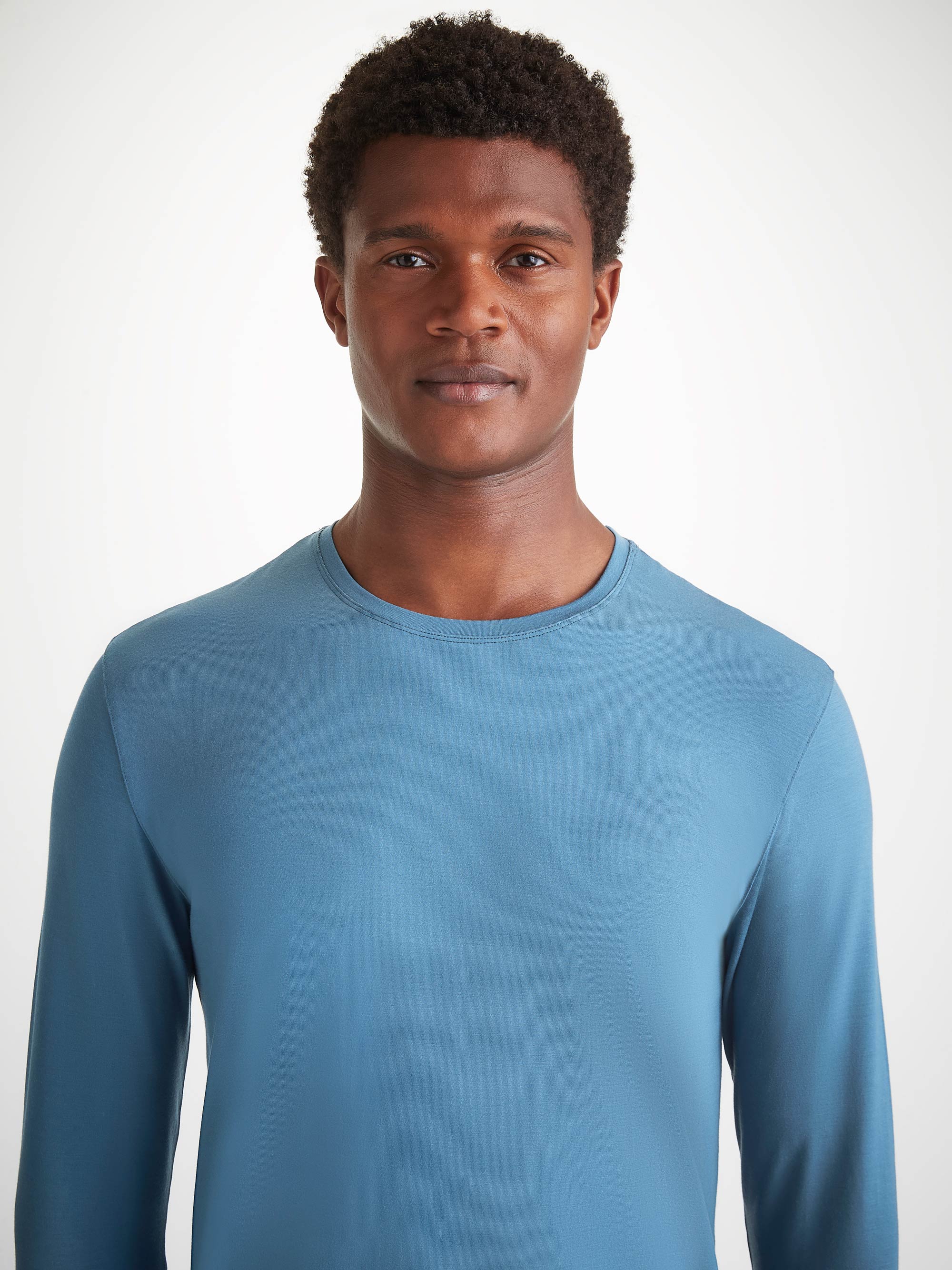 Men's Long Sleeve T-Shirt Basel Micro Modal Stretch Steel Blue