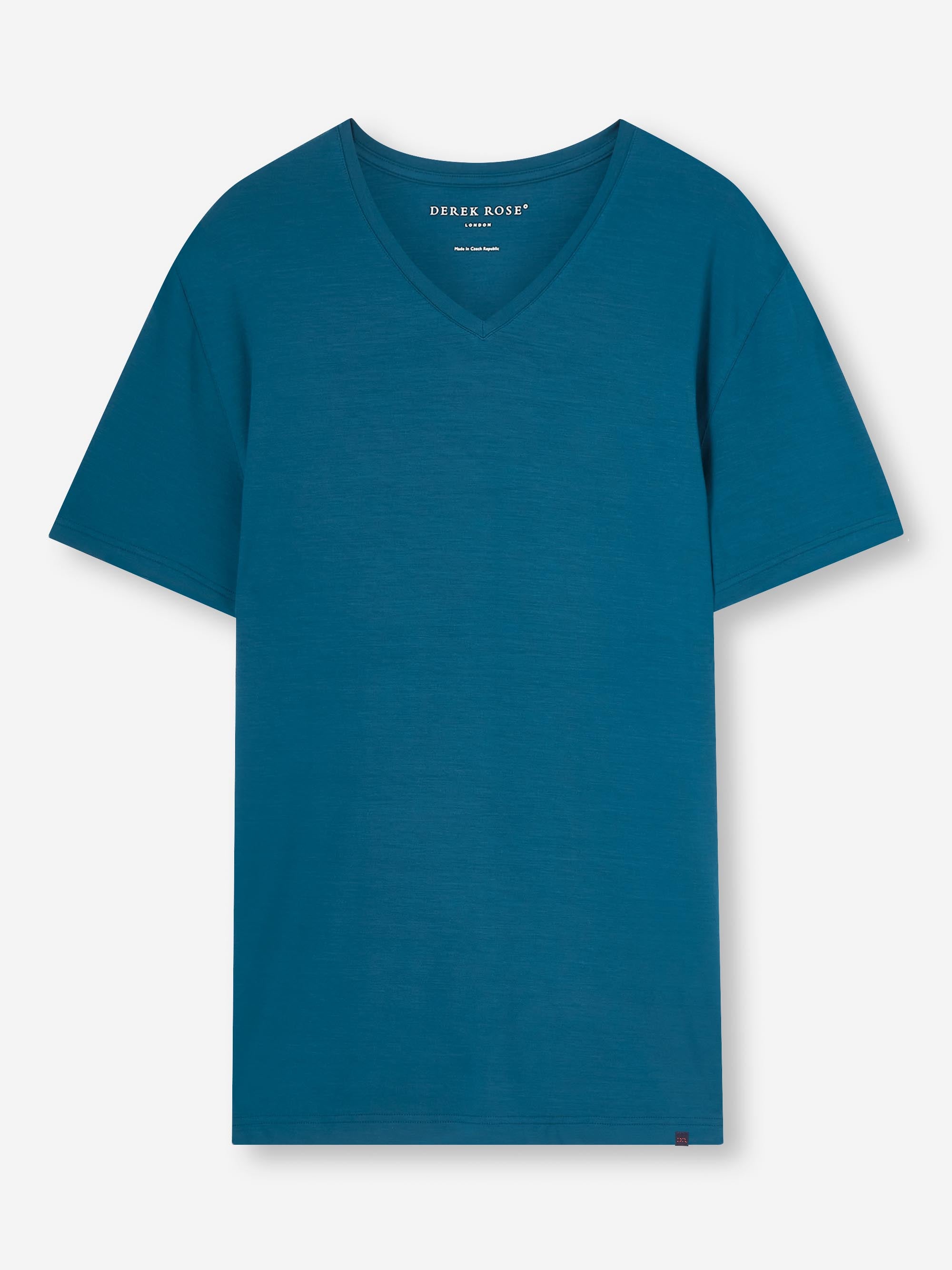 Men's V-Neck T-Shirt Basel Micro Modal Stretch Poseidon Blue