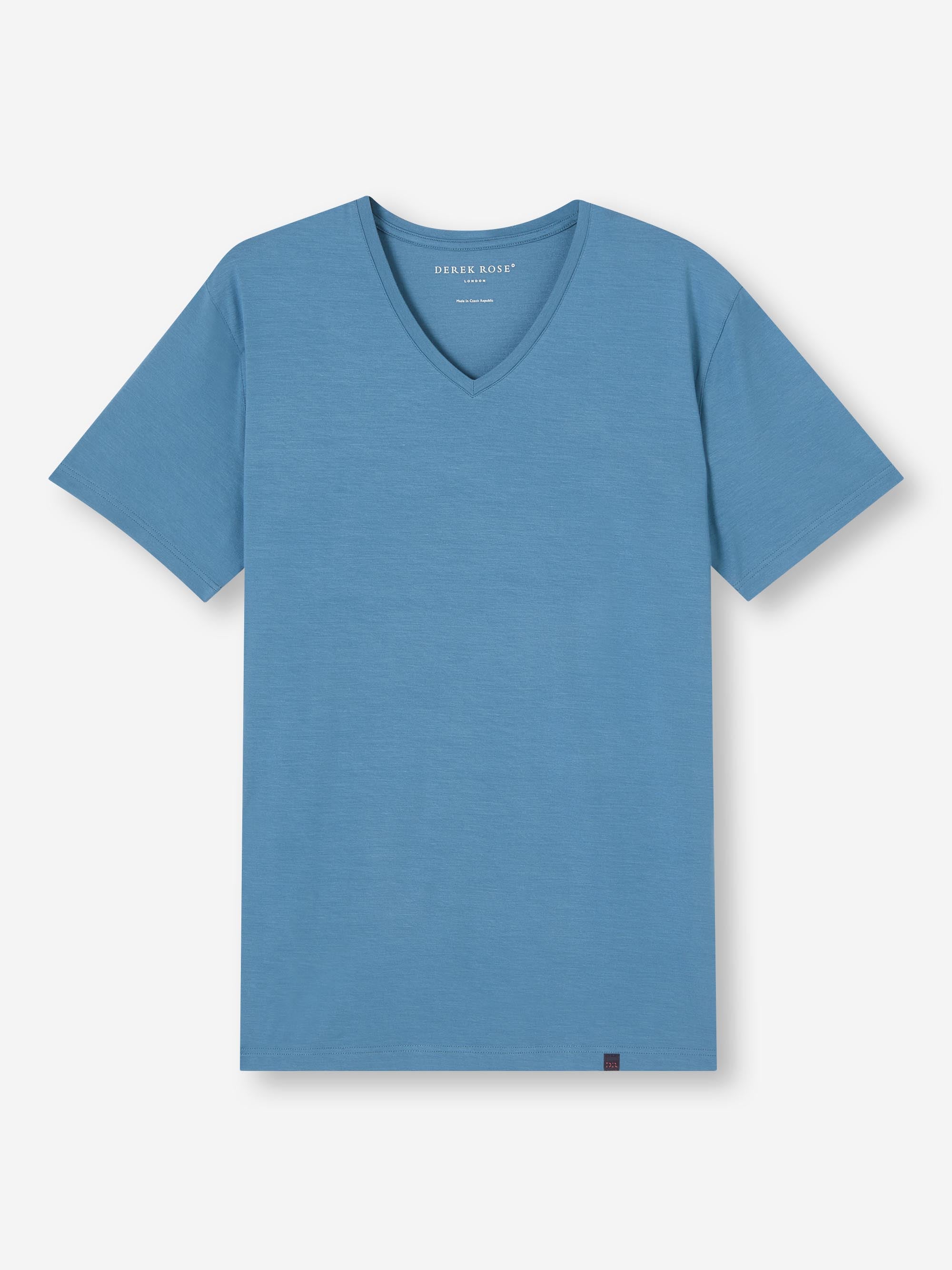 Men's V-Neck T-Shirt Basel Micro Modal Stretch Steel Blue