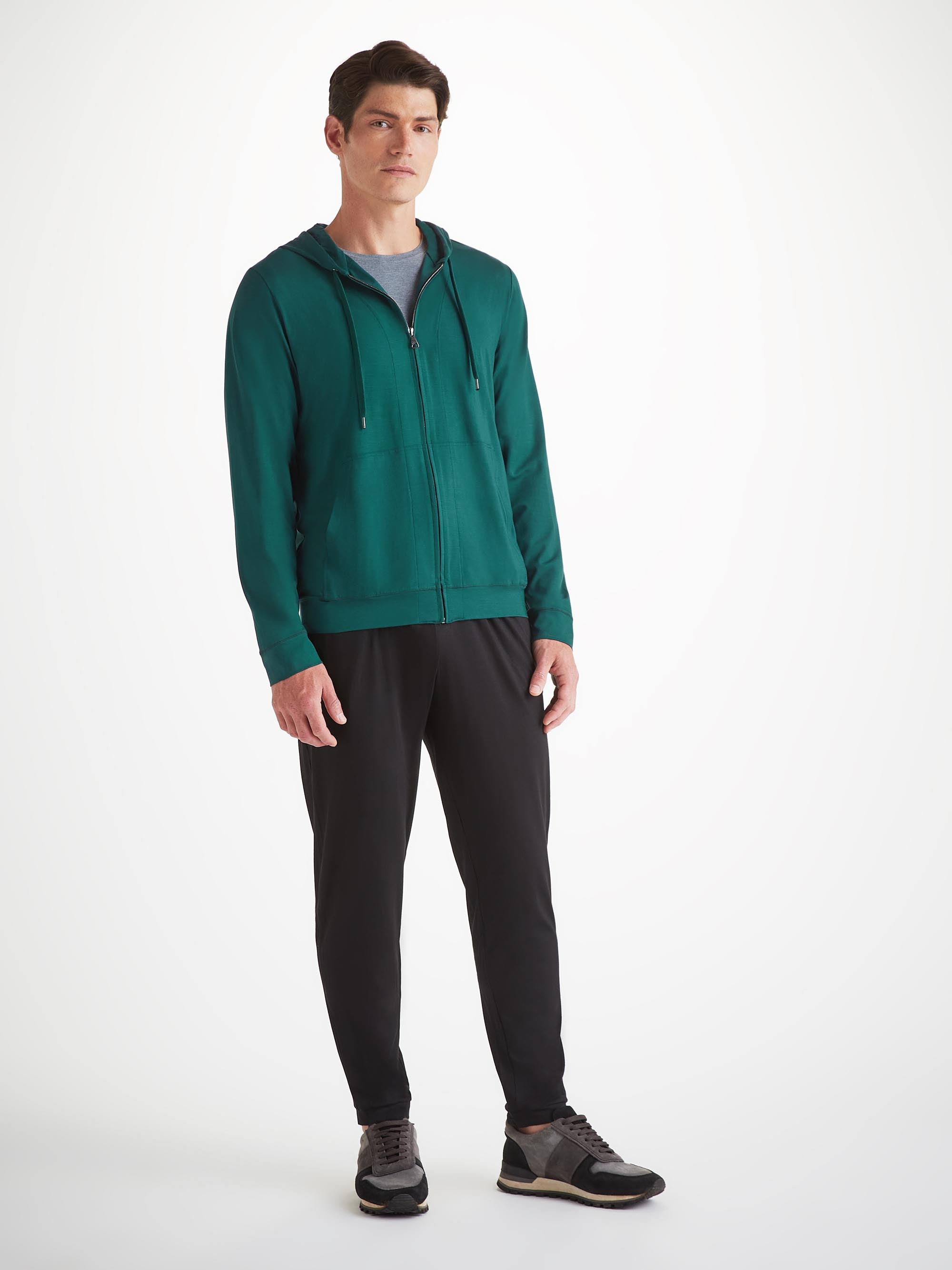 Men's Hoodie Basel Micro Modal Stretch Pine Green