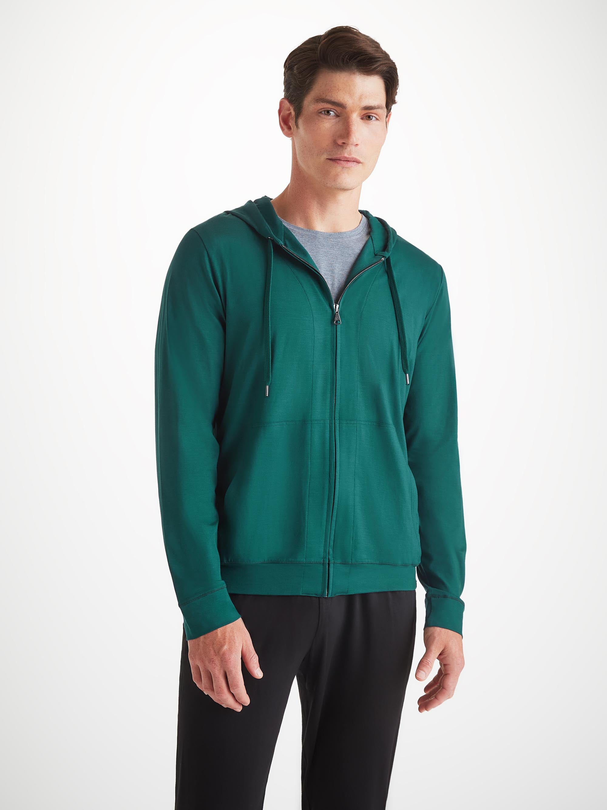 Men's Hoodie Basel Micro Modal Stretch Pine Green