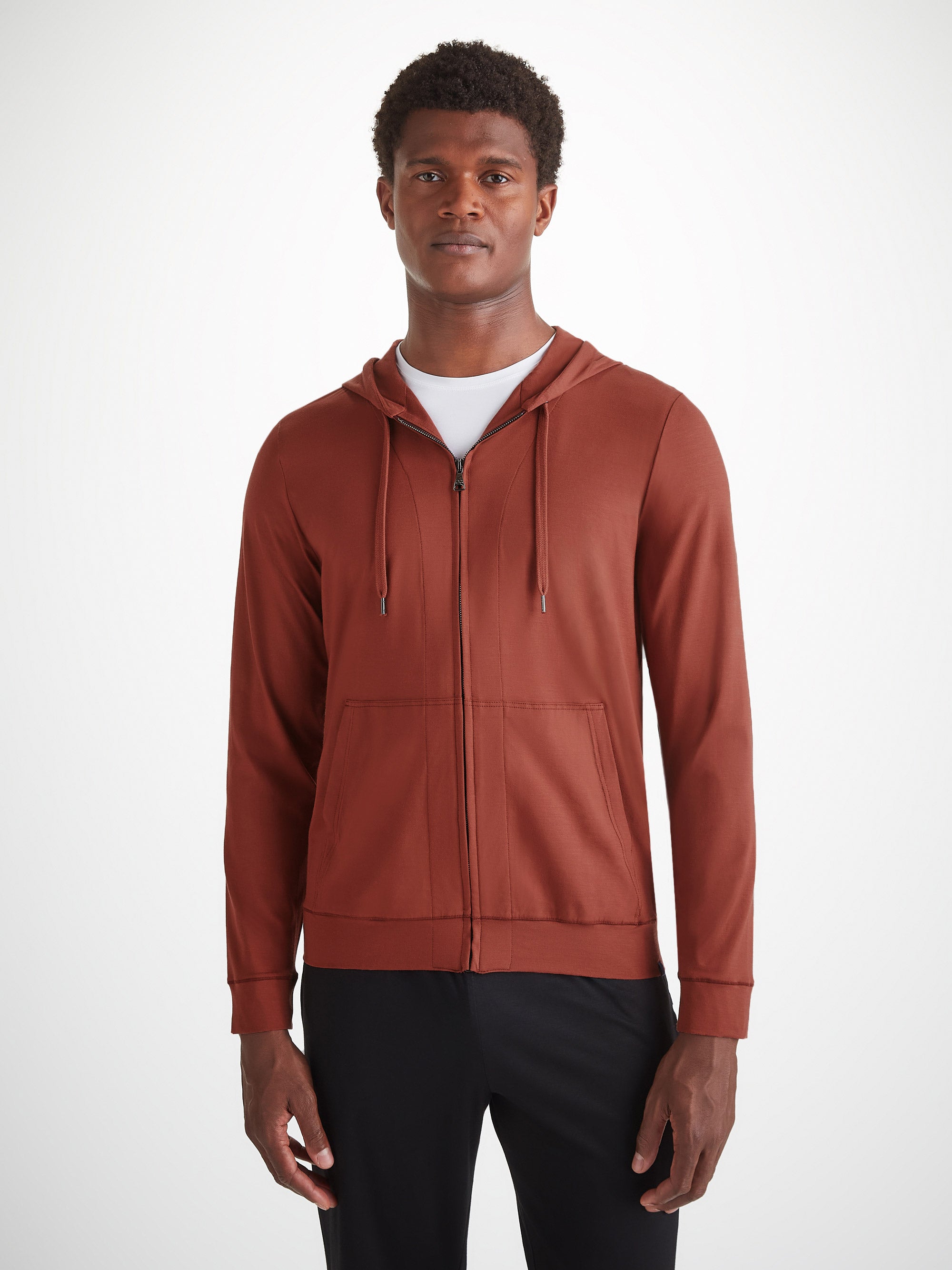 Men's Hoodie Basel Micro Modal Stretch Rust Red