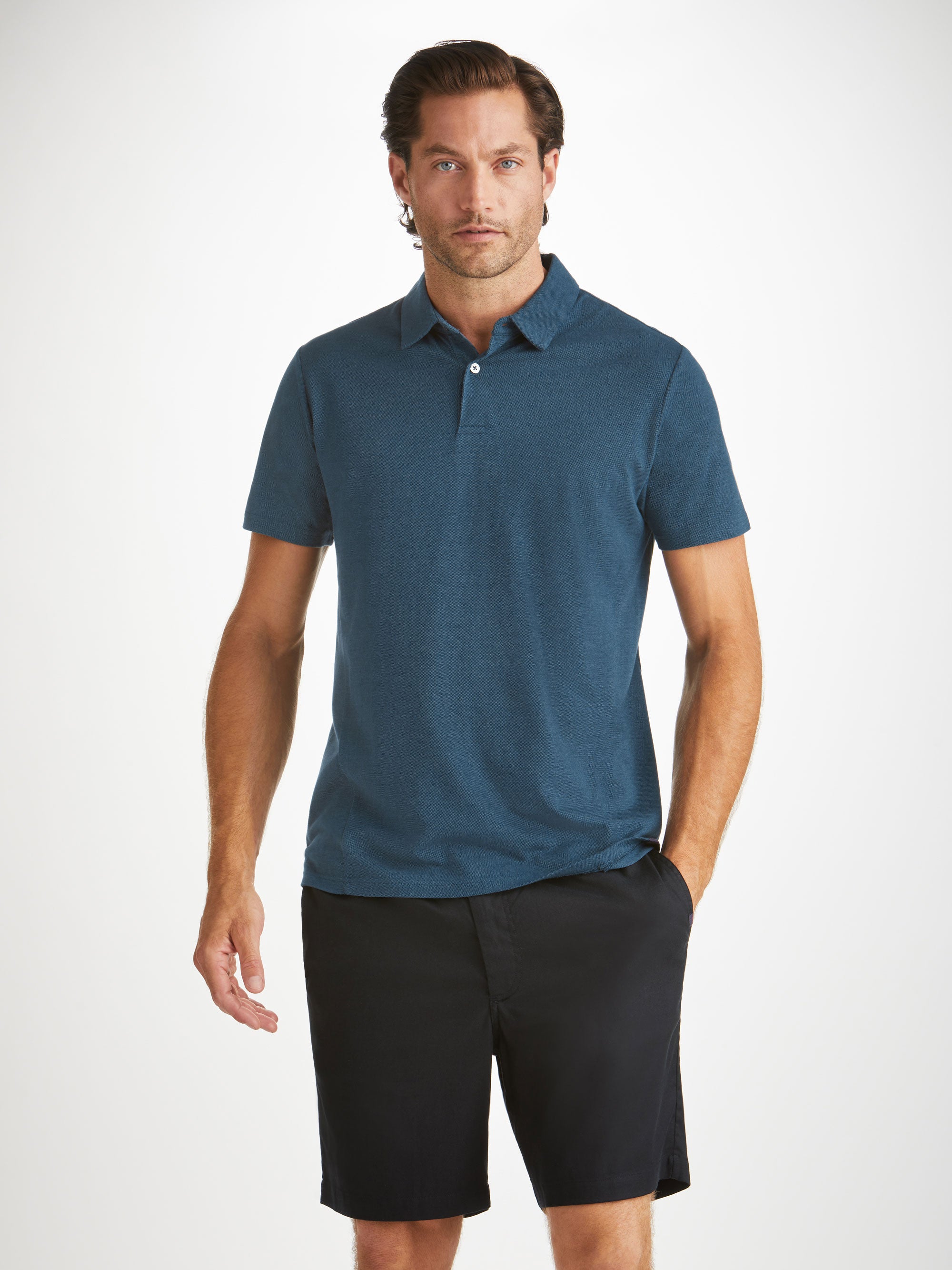 Men's Polo Shirt Ramsay Pique Cotton Tencel Denim