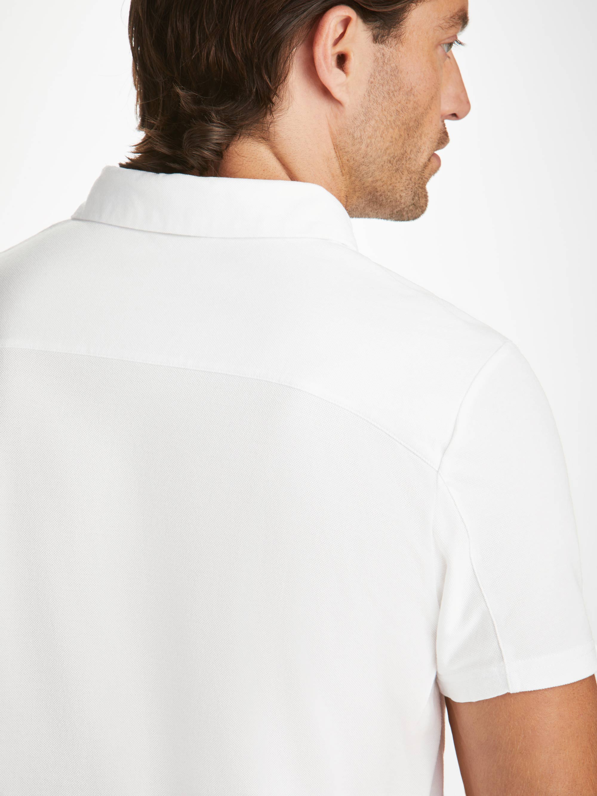 Men's Polo Shirt Ramsay Pique Cotton Tencel White