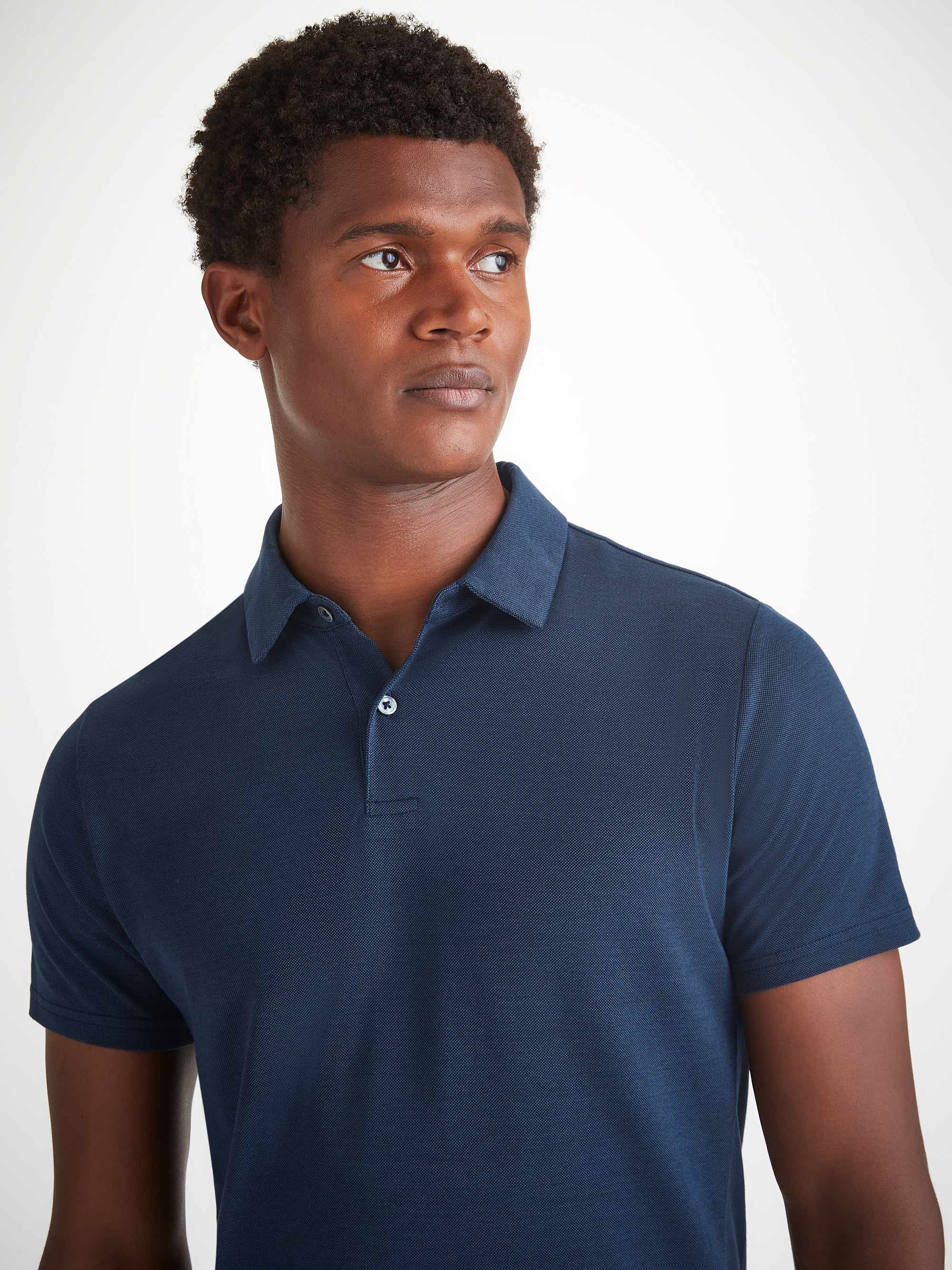 Men's Polo Shirt Ramsay Pique Cotton Lyocell Navy