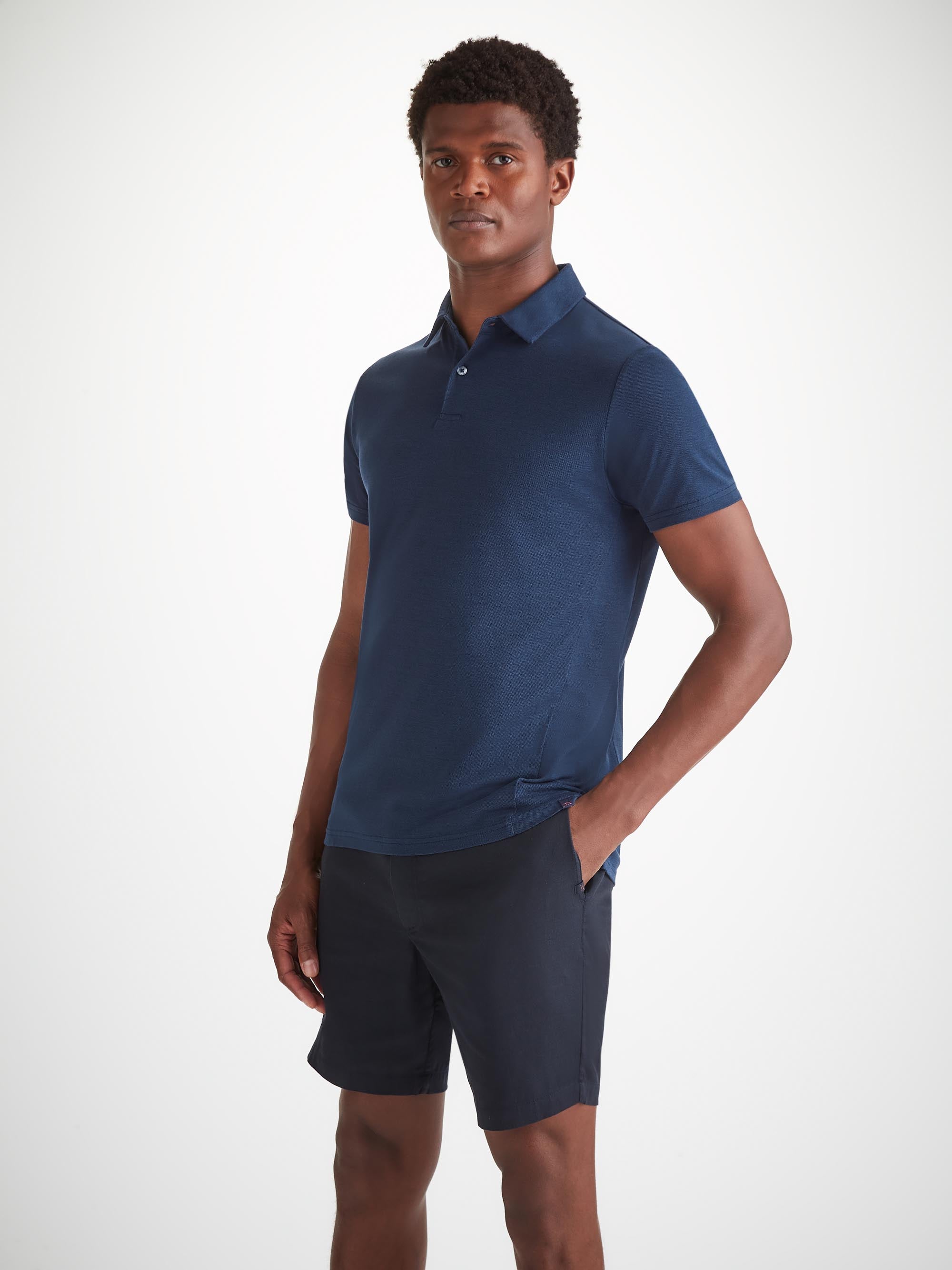 Men's Polo Shirt Ramsay Pique Cotton Lyocell Navy