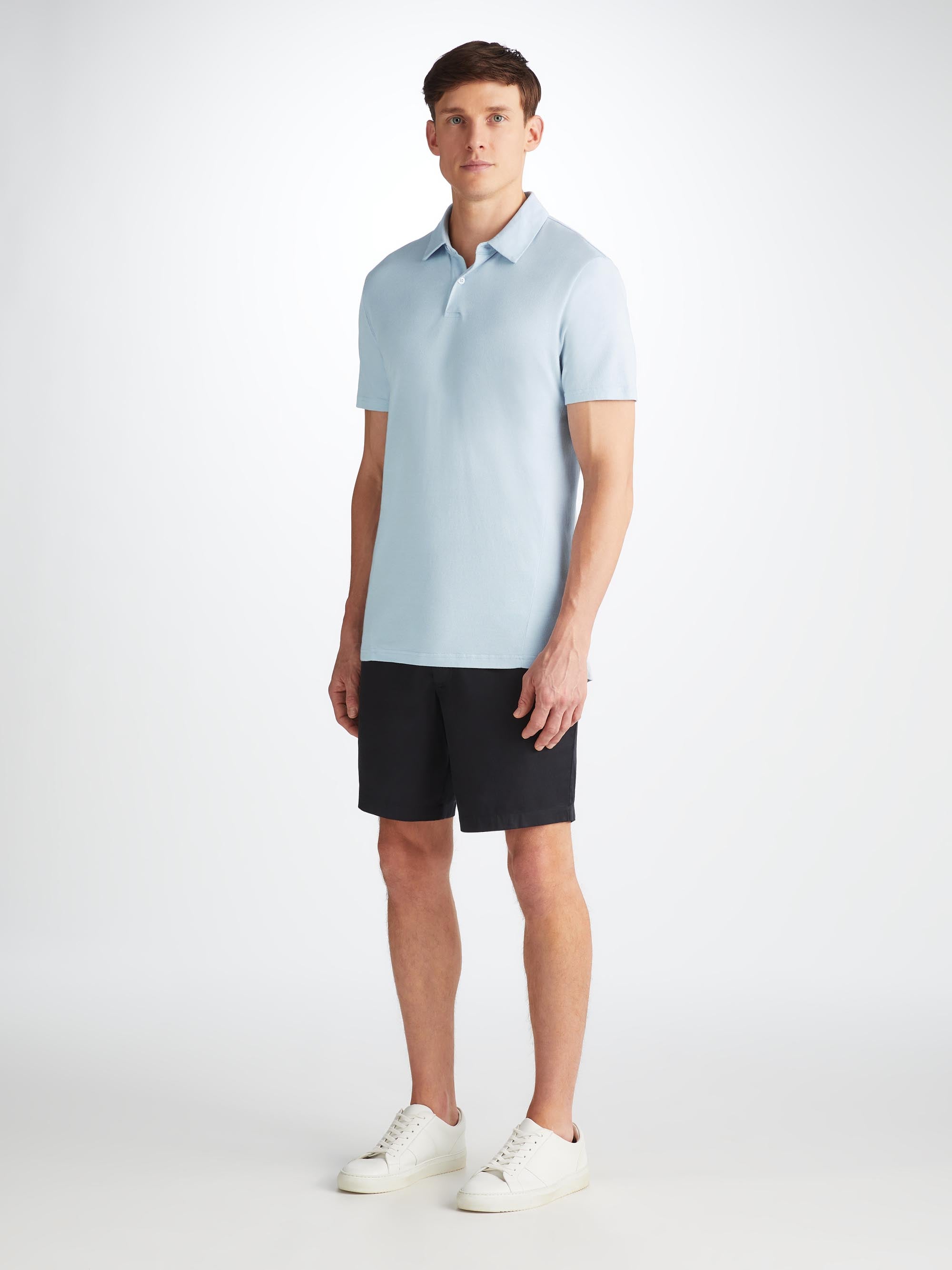 Men's Polo Shirt Ramsay Pique Cotton Lyocell Sky