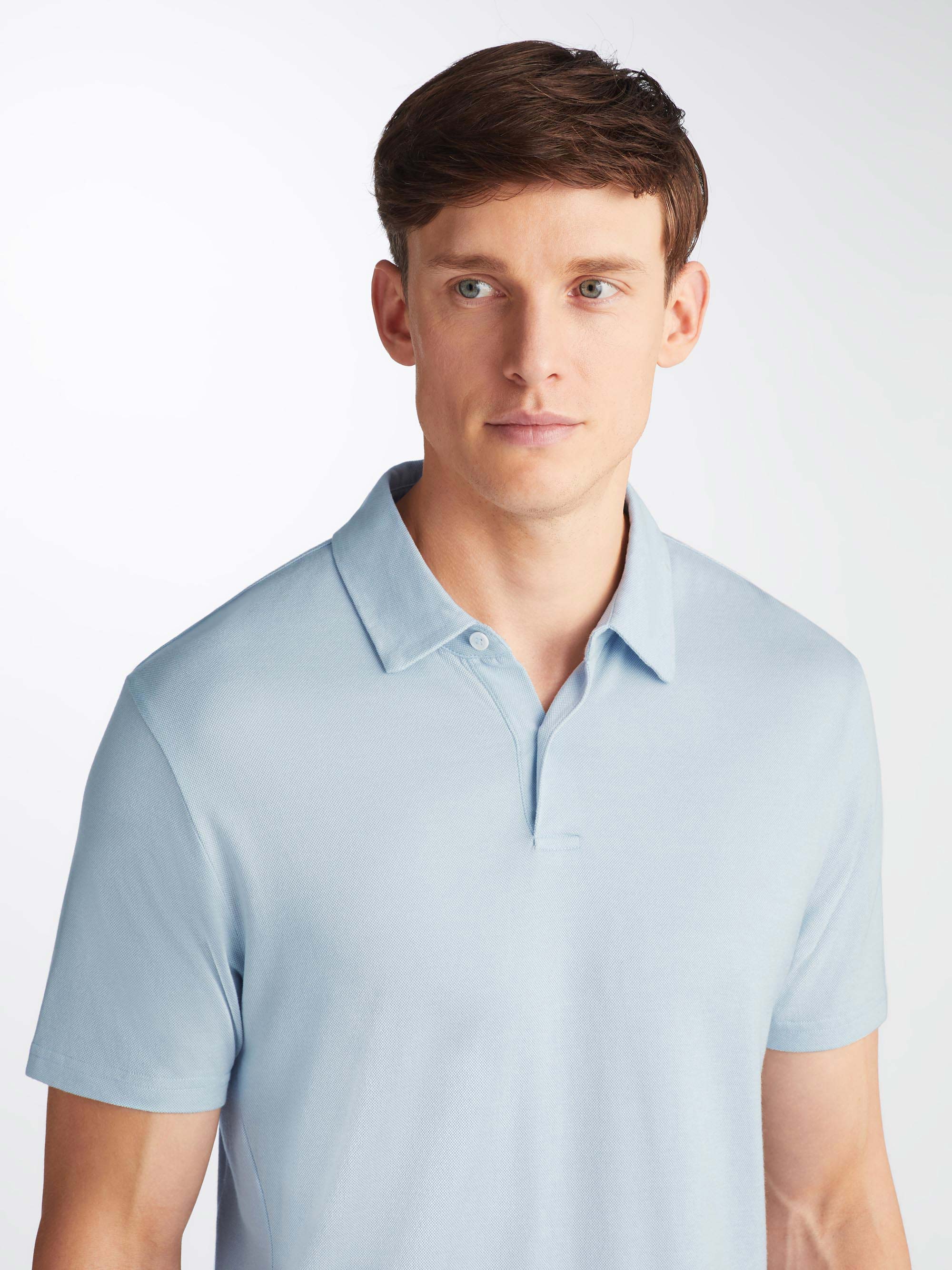 Men's Polo Shirt Ramsay Pique Cotton Lyocell Sky