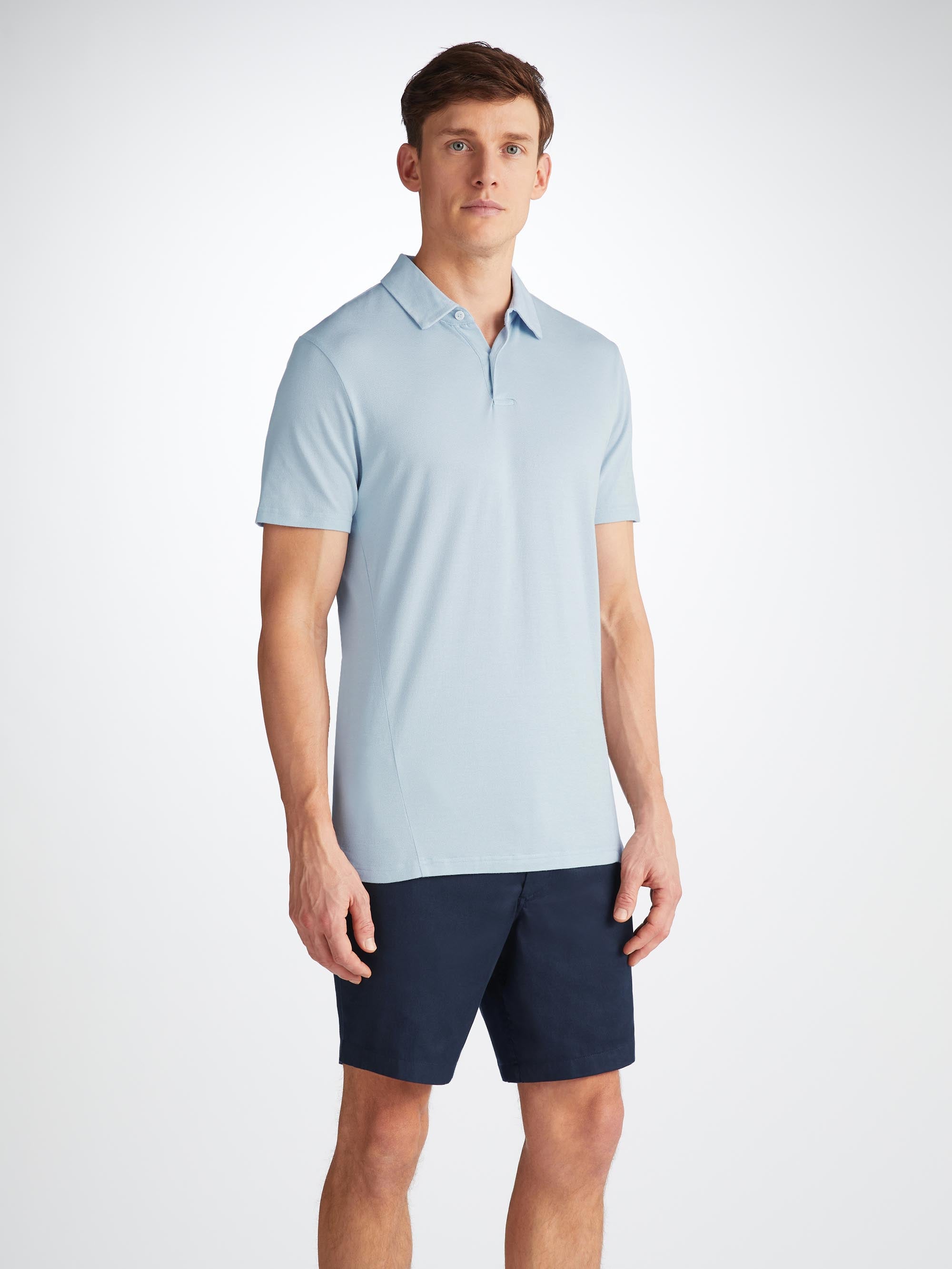 Men's Polo Shirt Ramsay Pique Cotton Lyocell Sky