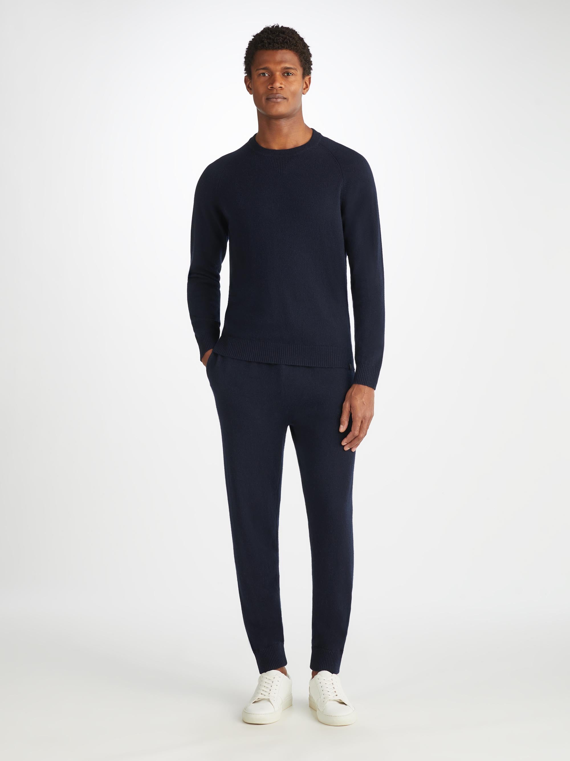 Men's Finley Sweater and Track Pants Cashmere Set Navy