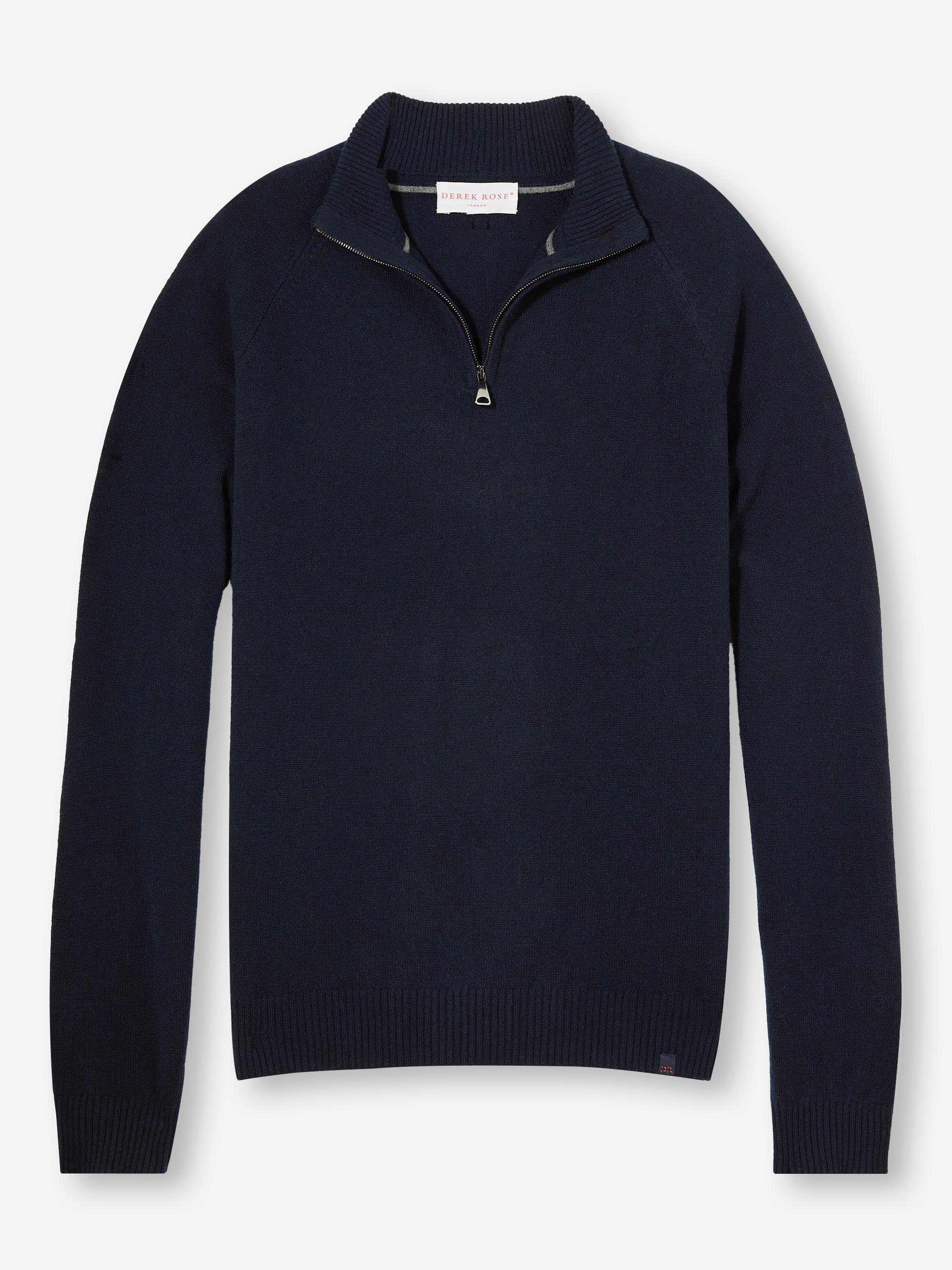 [[Mens Half-Zip Sweater Finley Cashmere Navy (Size)]]