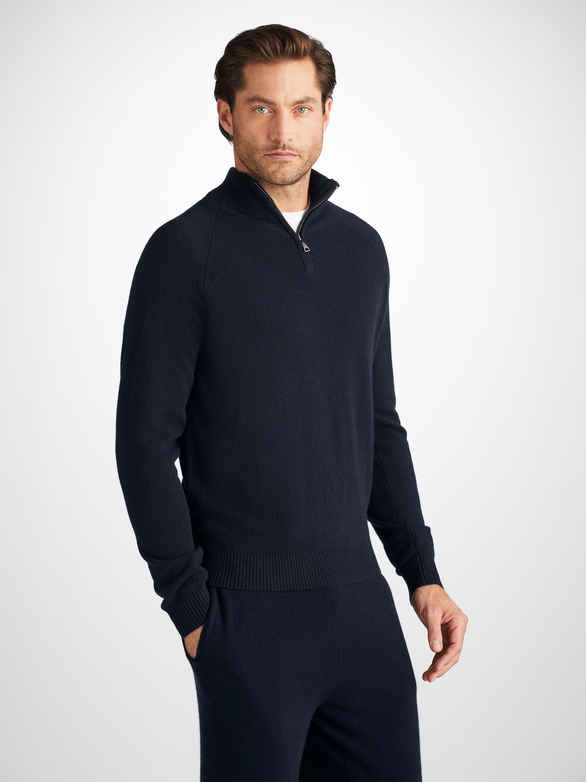 Men's Half-Zip Sweater Finley Cashmere Navy