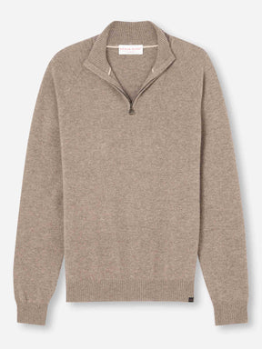 Men's Half-Zip Sweater Finley Cashmere Mole Heather