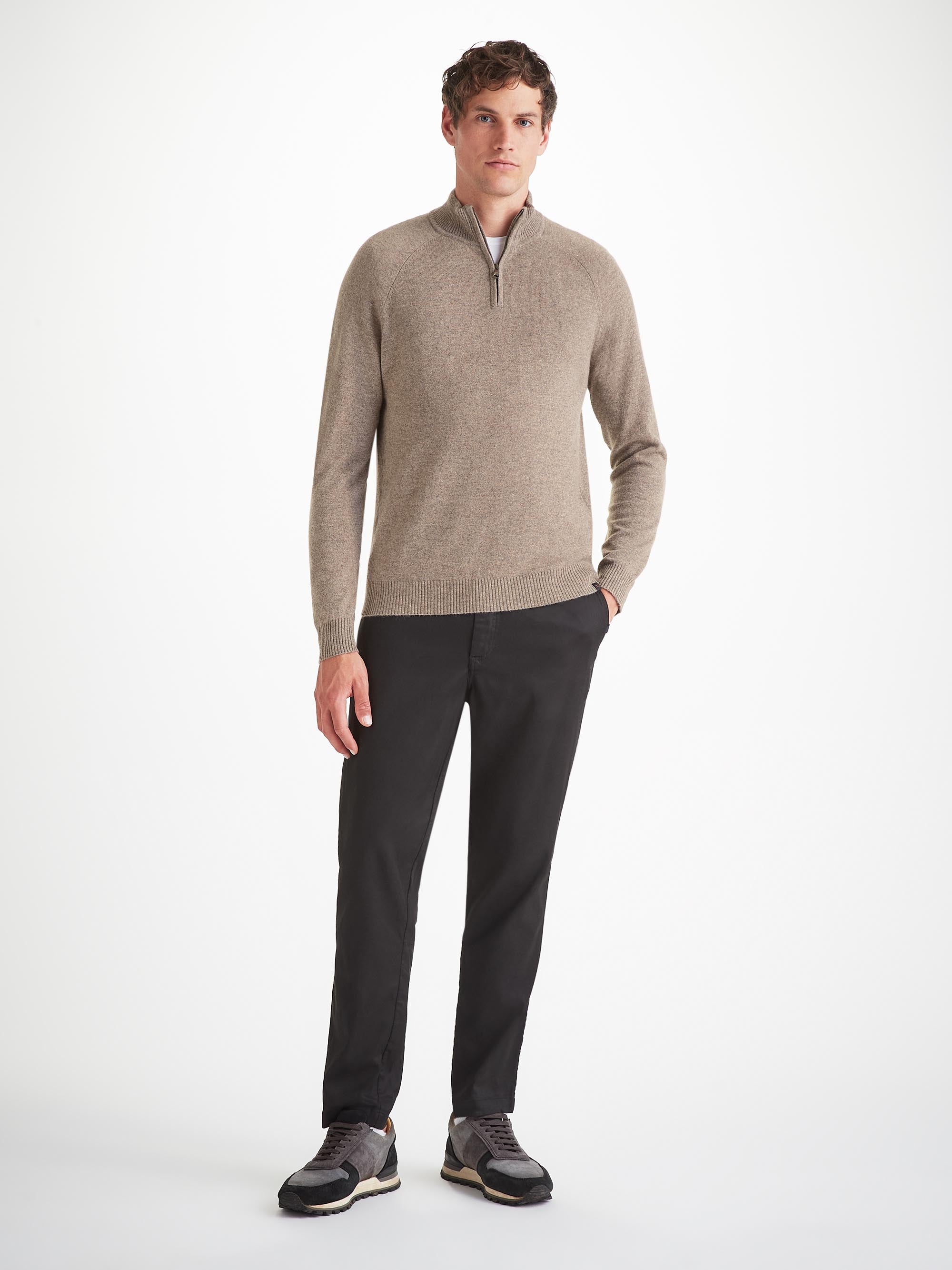 Men's Half-Zip Sweater Finley Cashmere Mole Heather