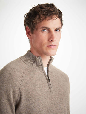 Men's Half-Zip Sweater Finley Cashmere Mole Heather