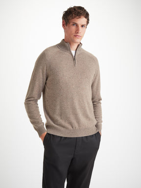 Men's Half-Zip Sweater Finley Cashmere Mole Heather