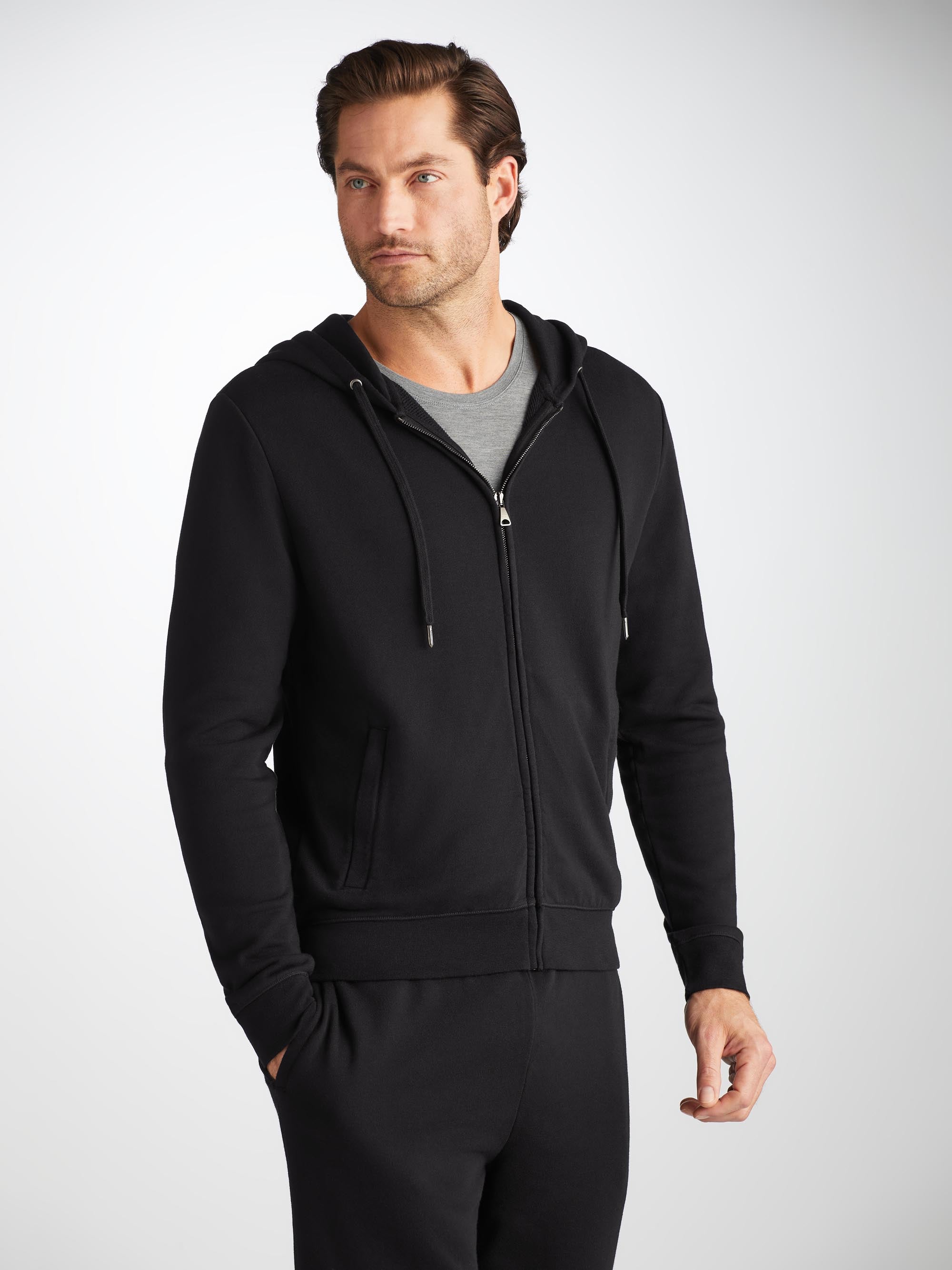 Men's Quinn Cotton Modal Hoodie and Sweatpants Black Set