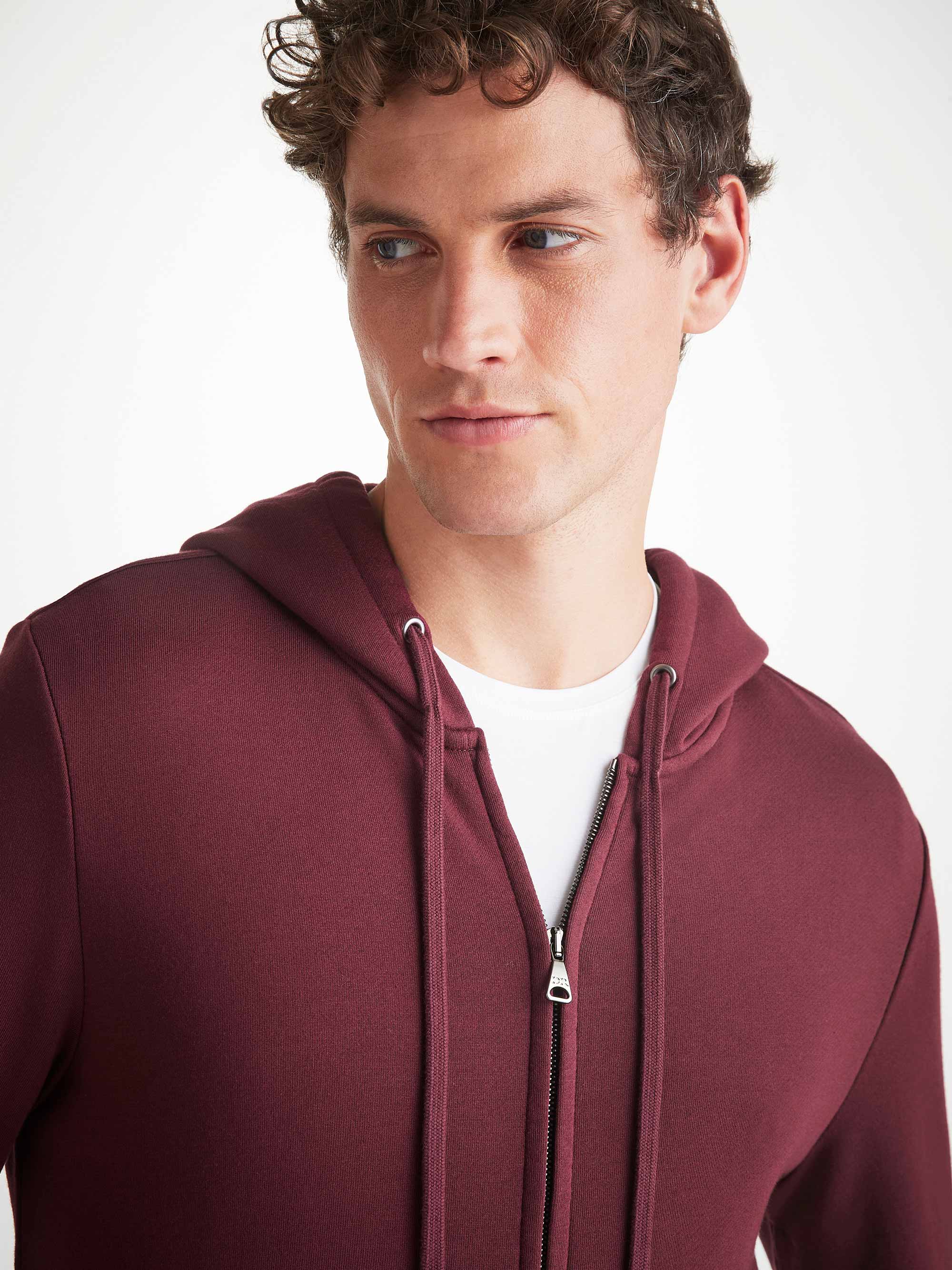 Men's Hoodie Quinn Cotton Modal Burgundy