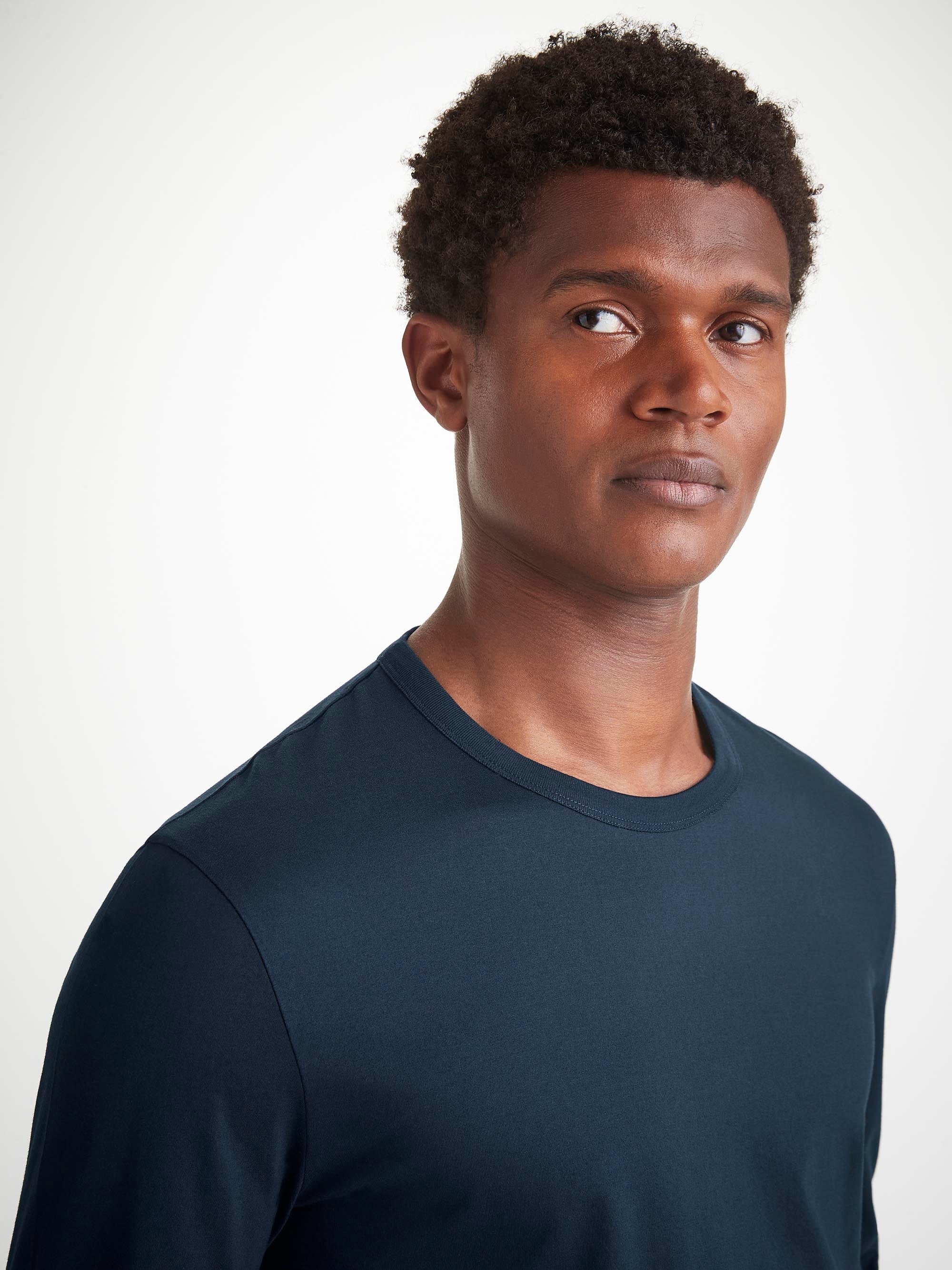 Men's Long Sleeve T-Shirt Barny Pima Cotton Navy