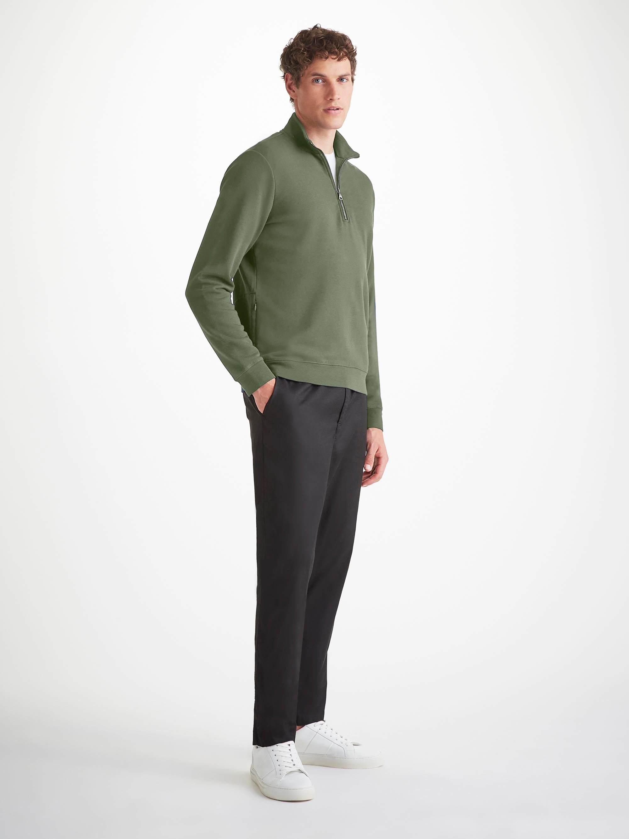 Men's Half-Zip Pullover Quinn Cotton Modal Soft Green