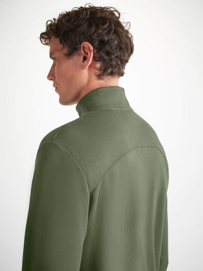 Men's Half-Zip Pullover Quinn Cotton Modal Soft Green