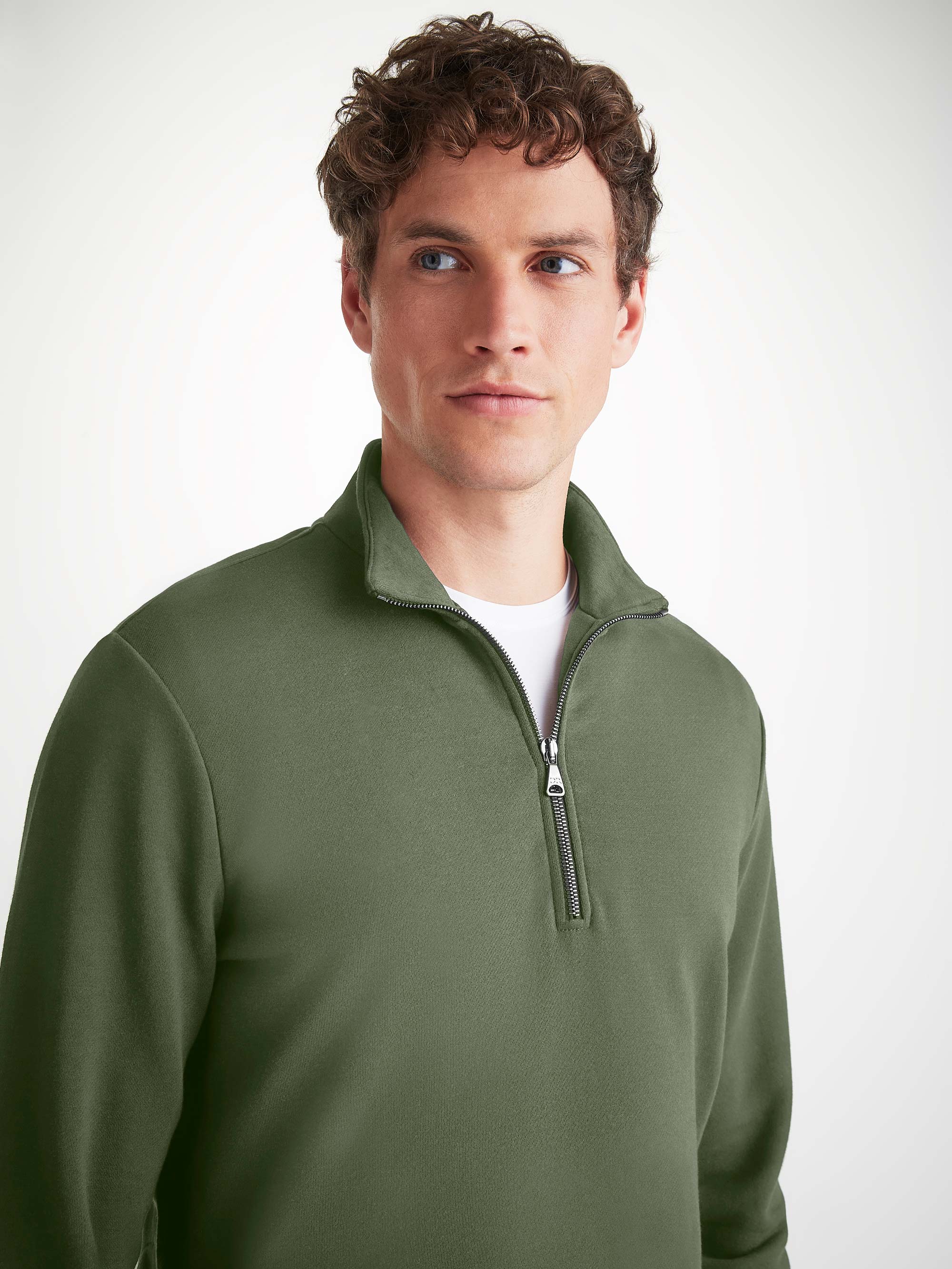 Men's Half-Zip Pullover Quinn Cotton Modal Soft Green