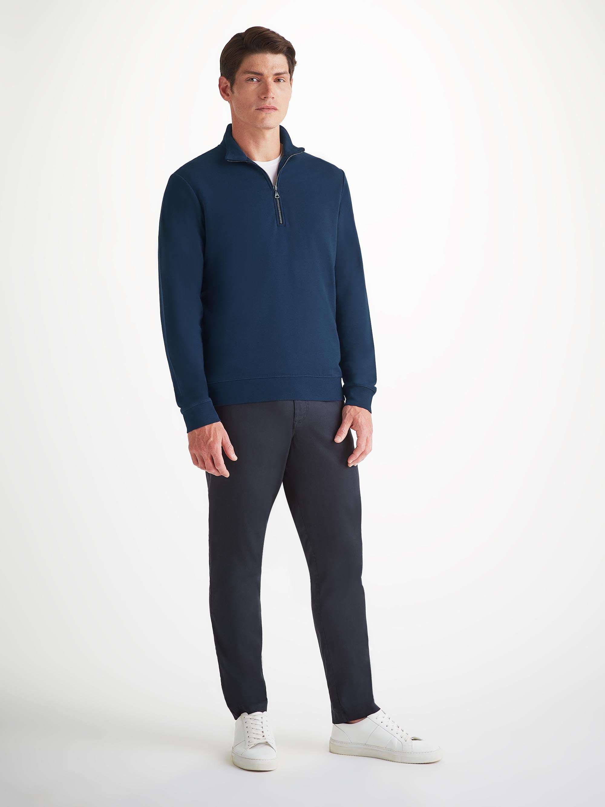 Men's Half-Zip Pullover Quinn Cotton Modal Navy