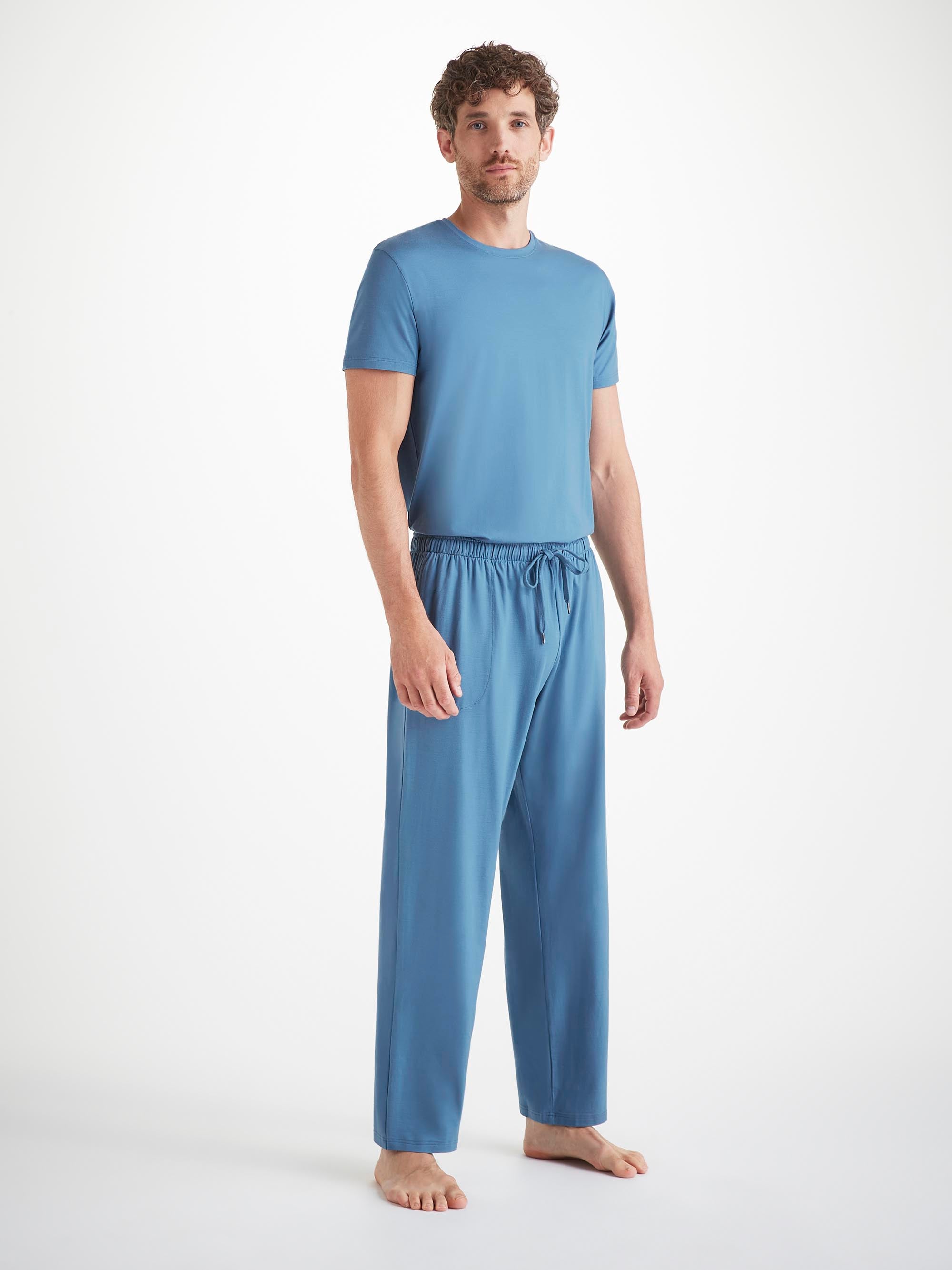 Men's Lounge Trousers Basel Micro Modal Stretch Steel Blue