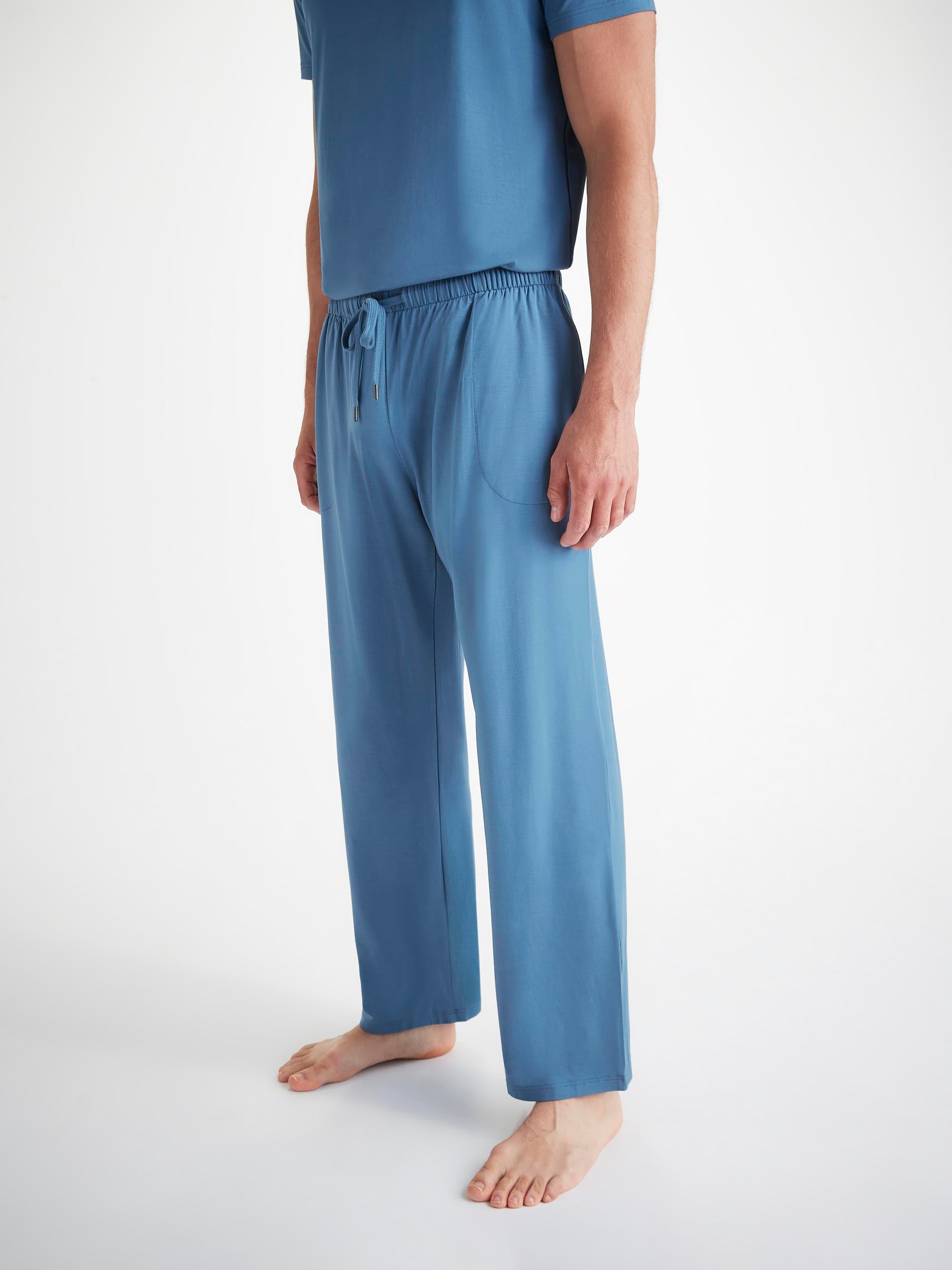 Men's Lounge Trousers Basel Micro Modal Stretch Steel Blue