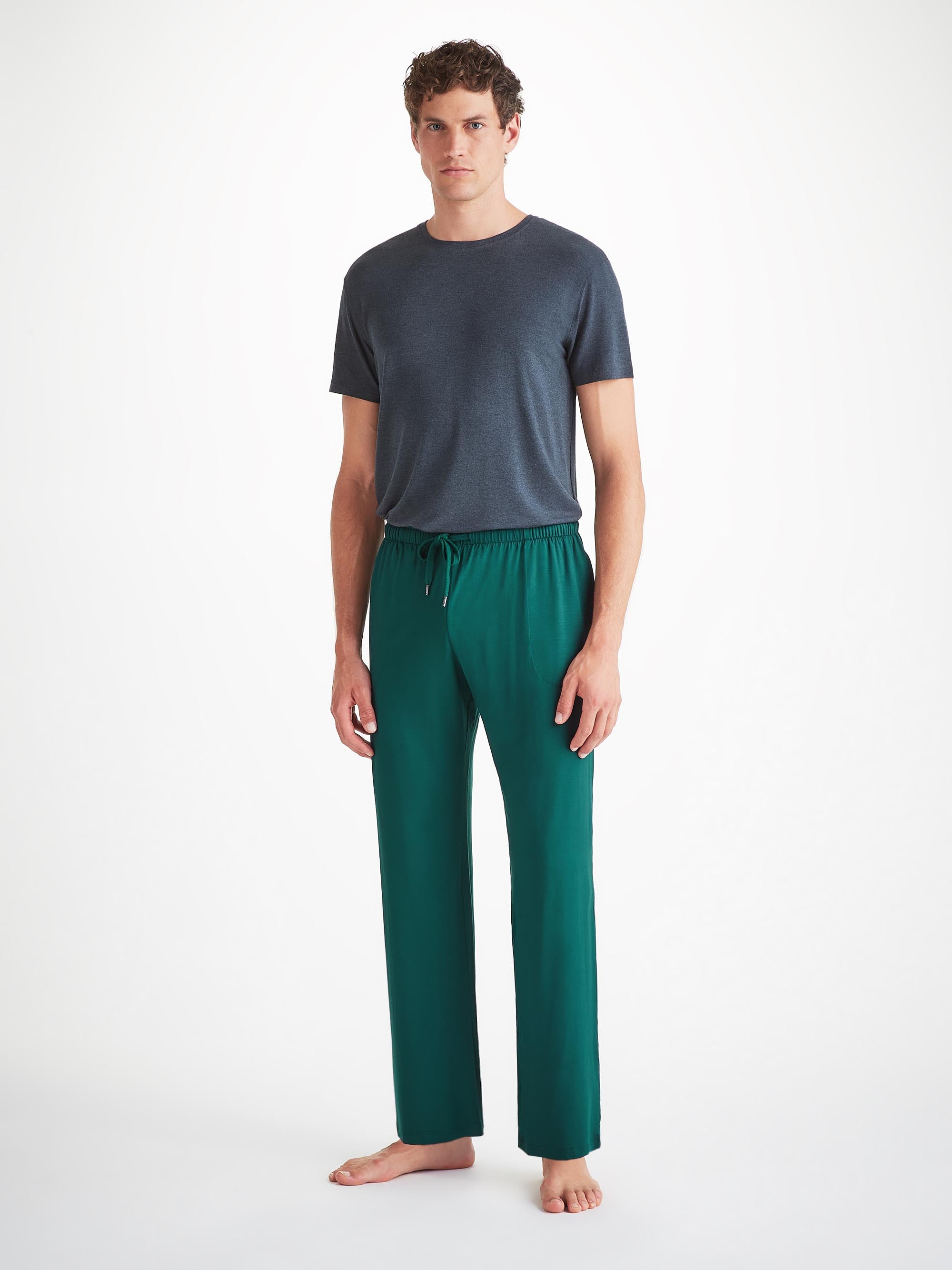 Men's Lounge Trousers Basel Micro Modal Stretch Pine Green