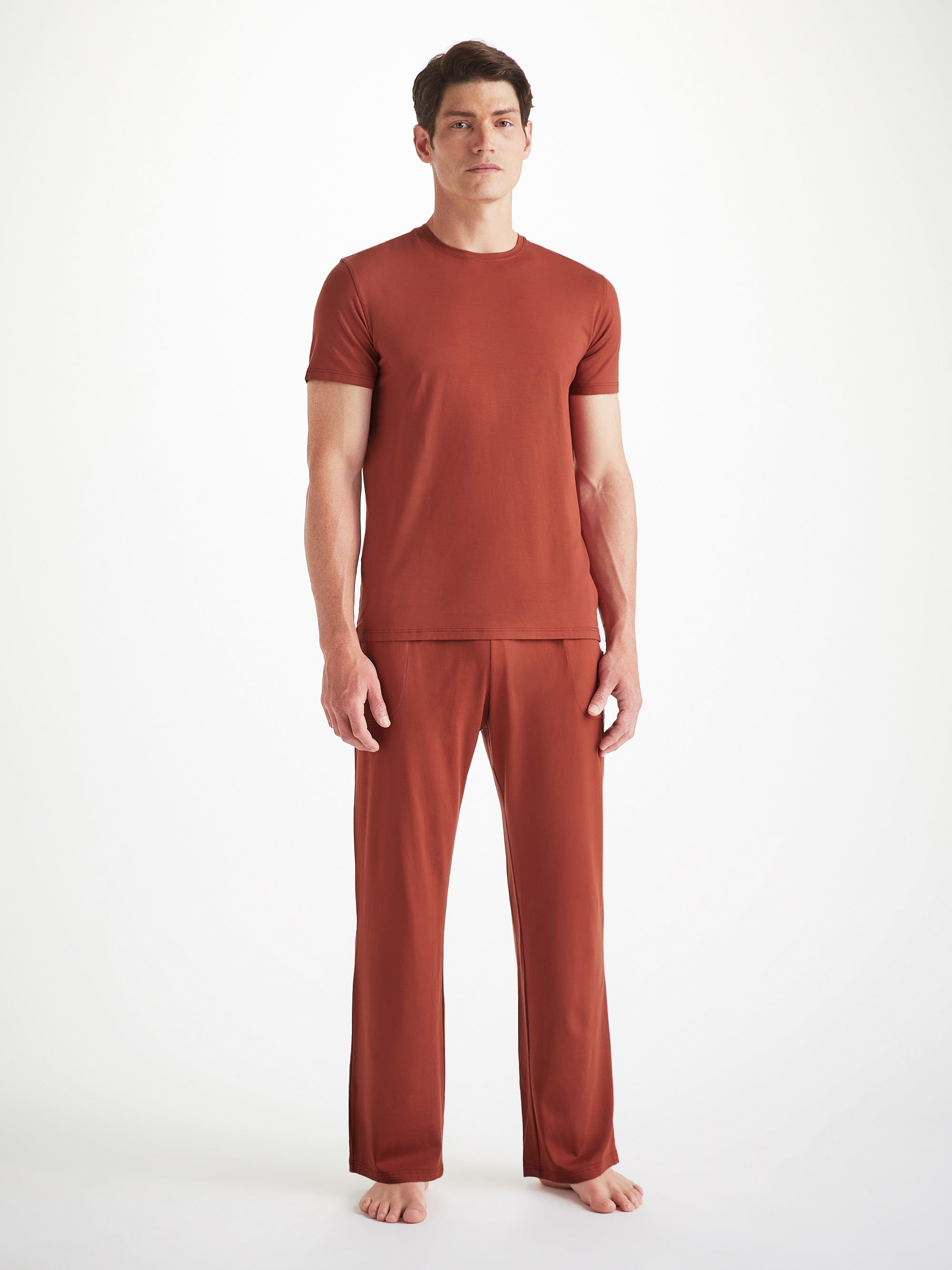 Men's Basel T-Shirt and Lounge Trousers Rust Red Set