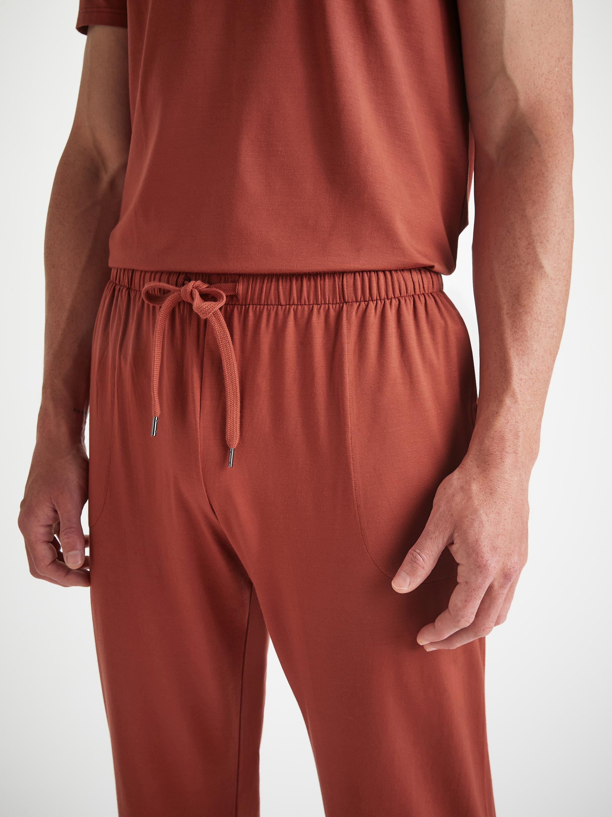 Men's Basel T-Shirt and Lounge Trousers Rust Red Set