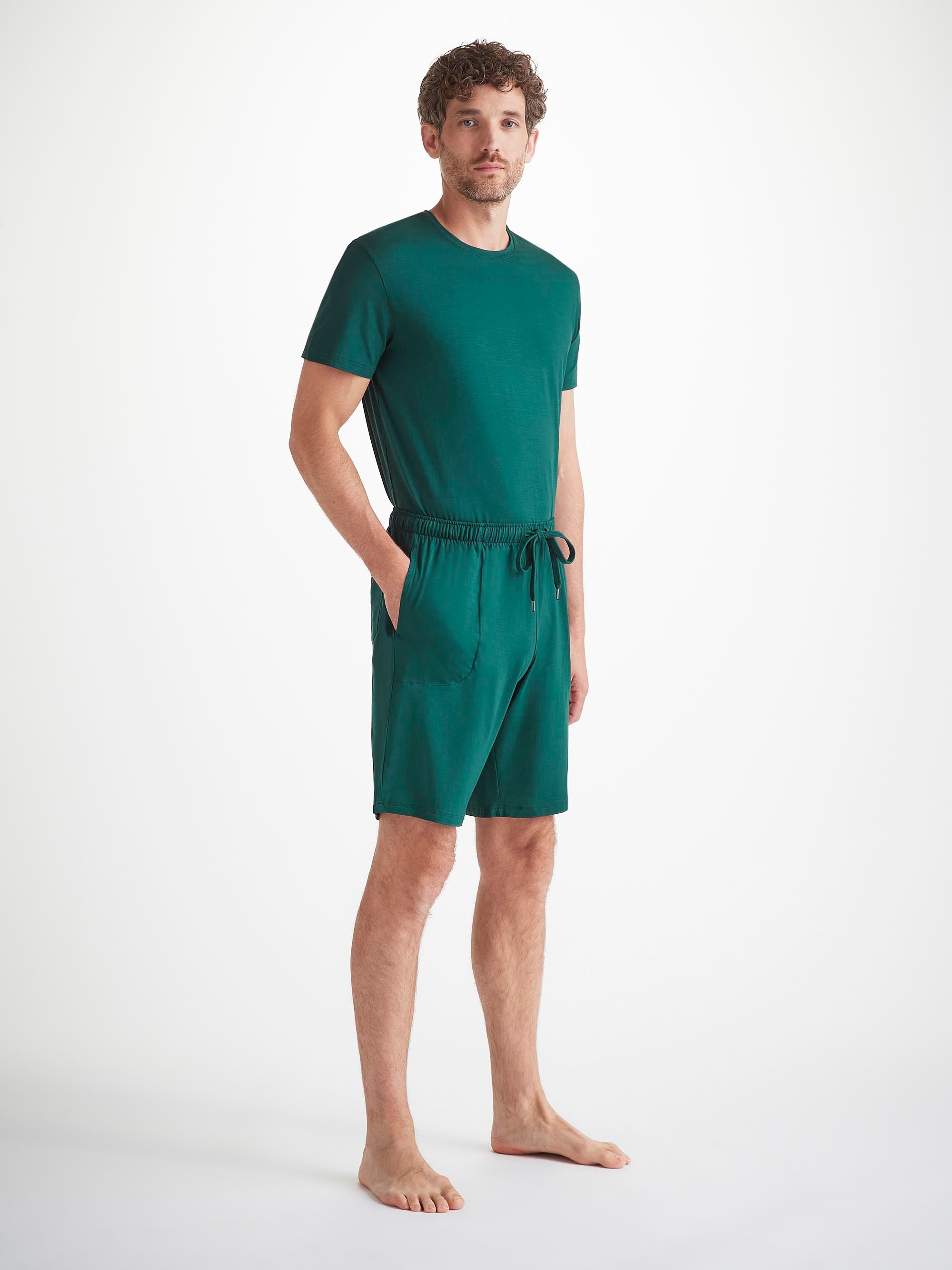 Men's Lounge Shorts Basel Micro Modal Stretch Pine Green