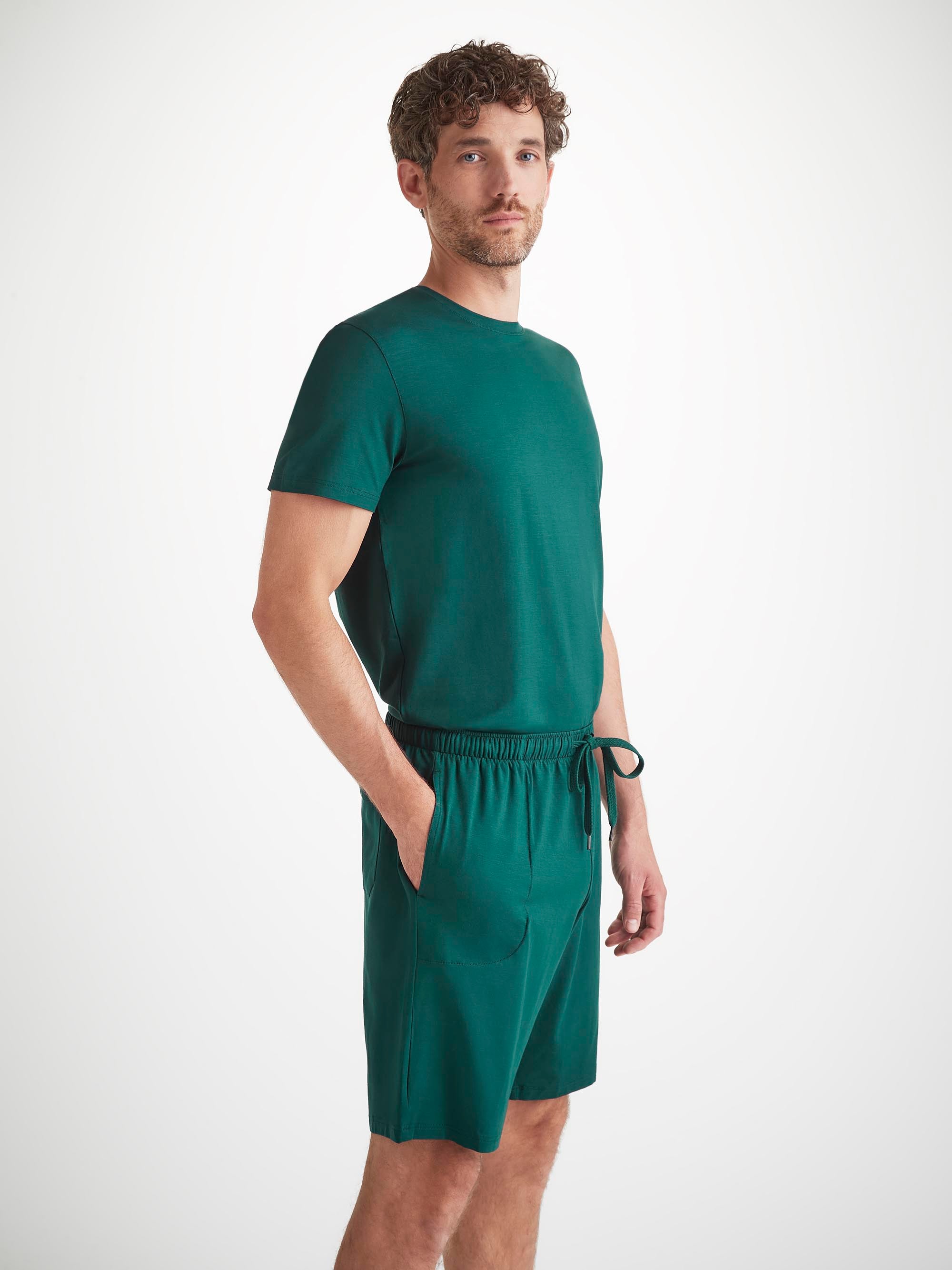 Men's Lounge Shorts Basel Micro Modal Stretch Pine Green