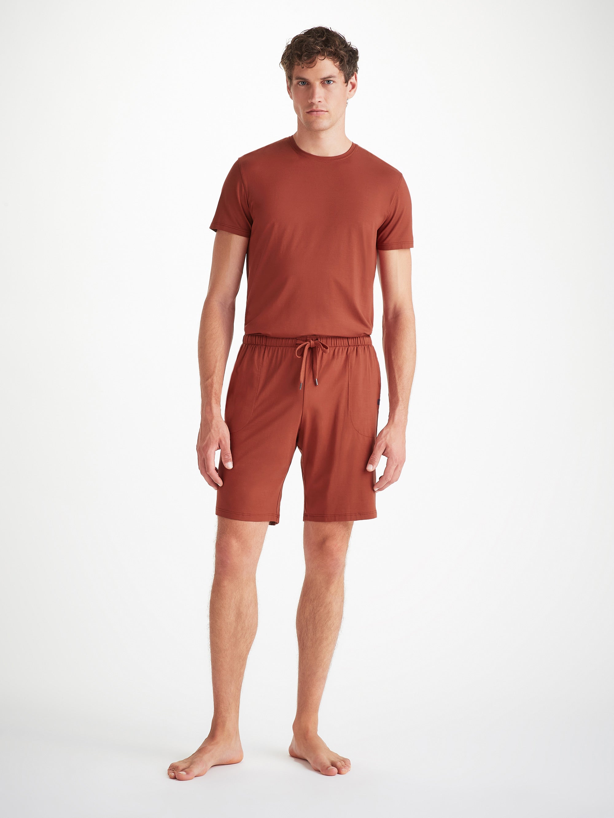 Men's Basel T-Shirt and Lounge Shorts Rust Red Set